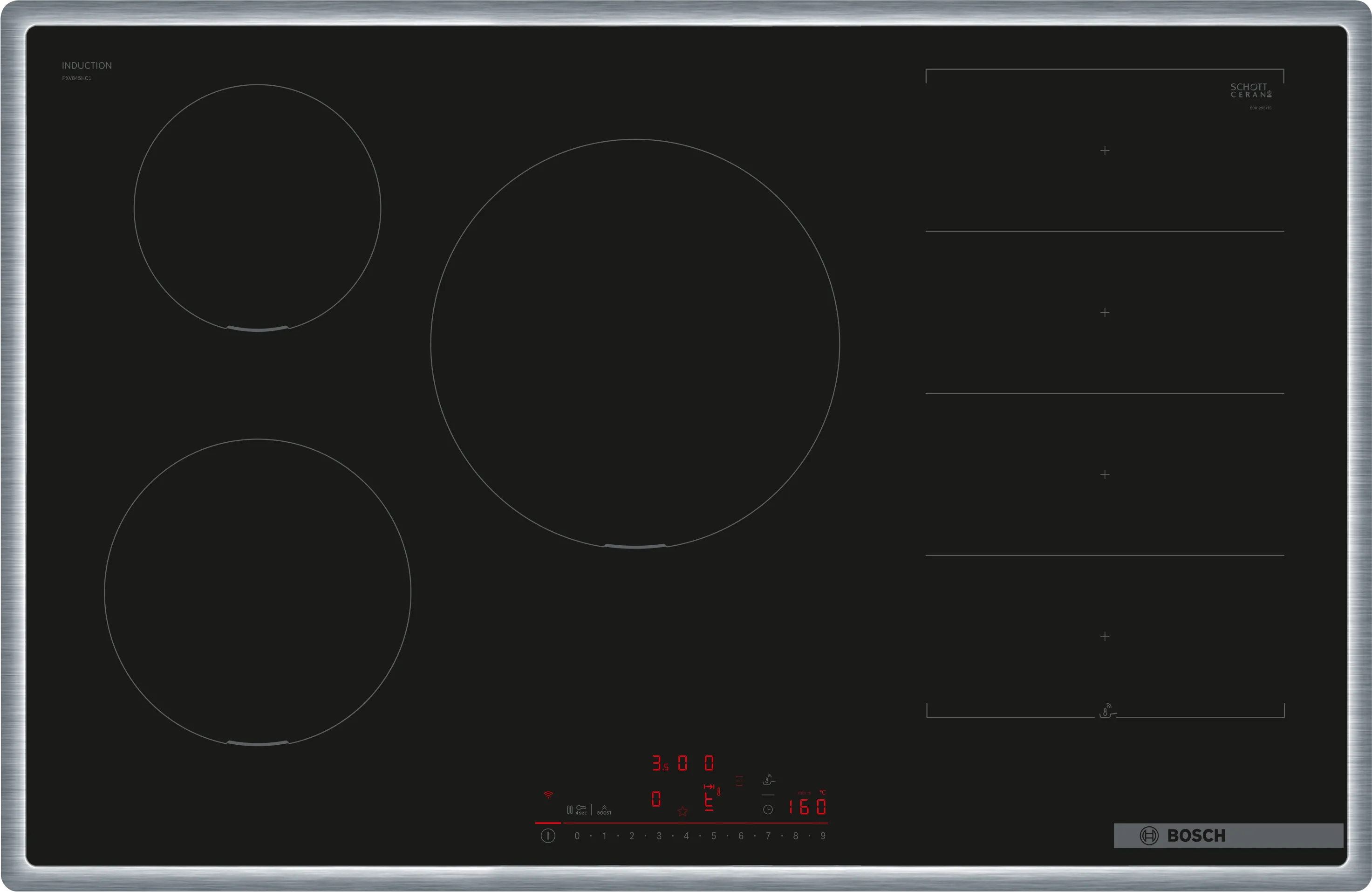 Series 6 Flex induction hob 80 cm Black, surface mount with frame 
