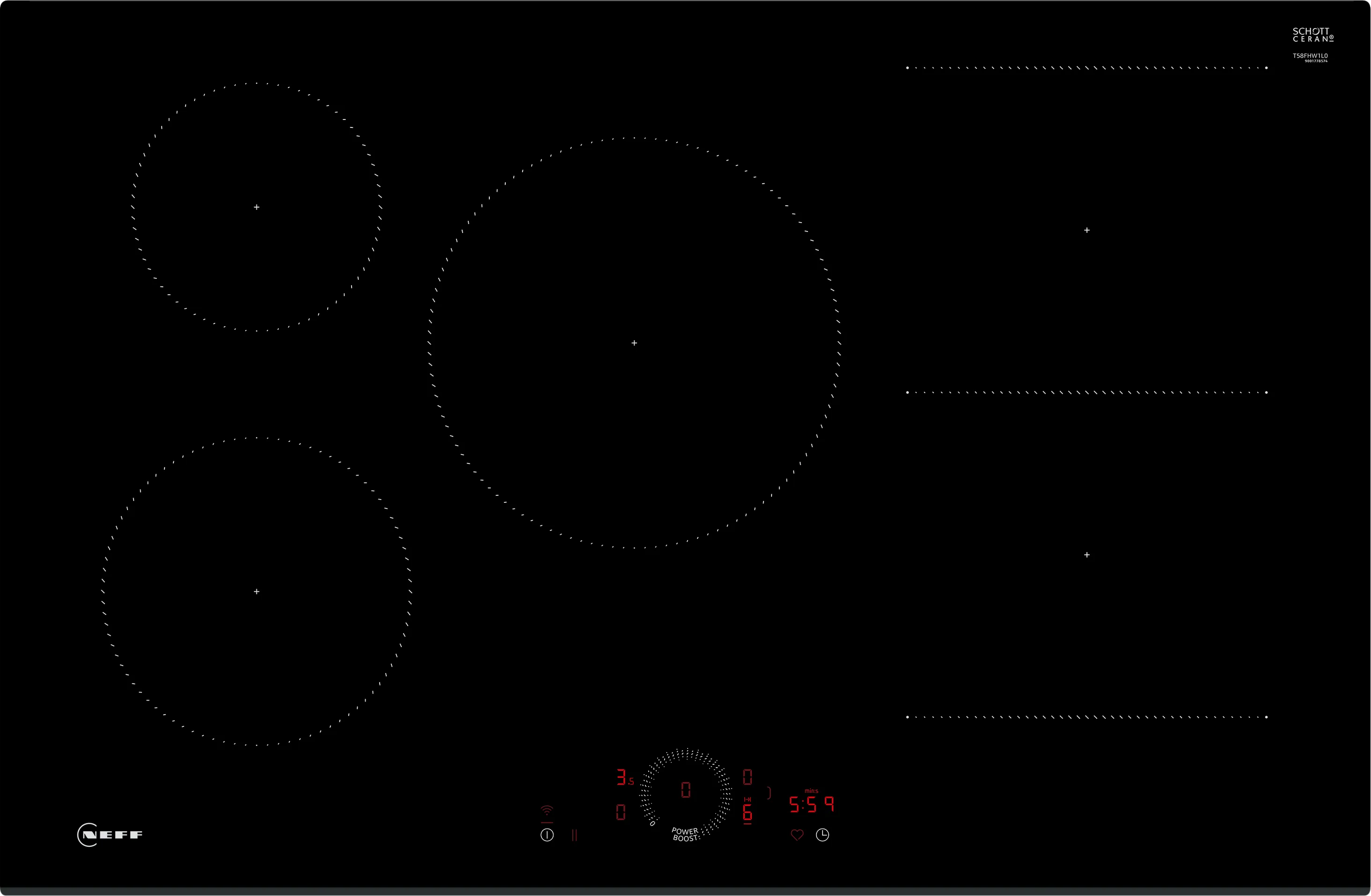 N 70 Induction hob 80 cm Black,  