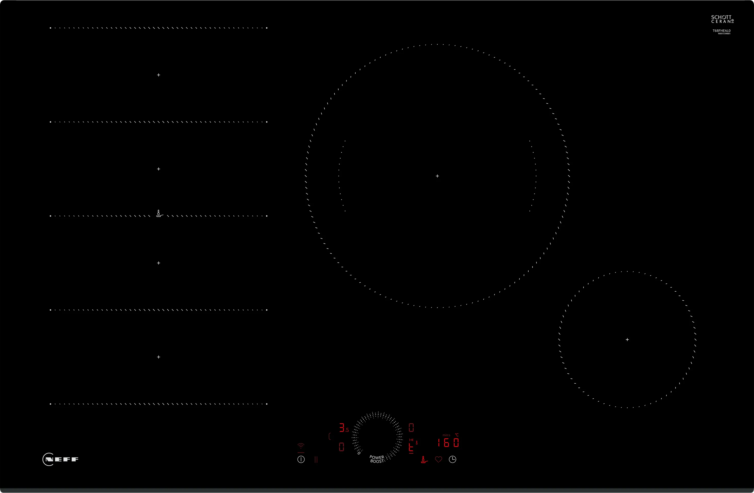 N 70 Table à induction 80 cm Noir, sans cadre 