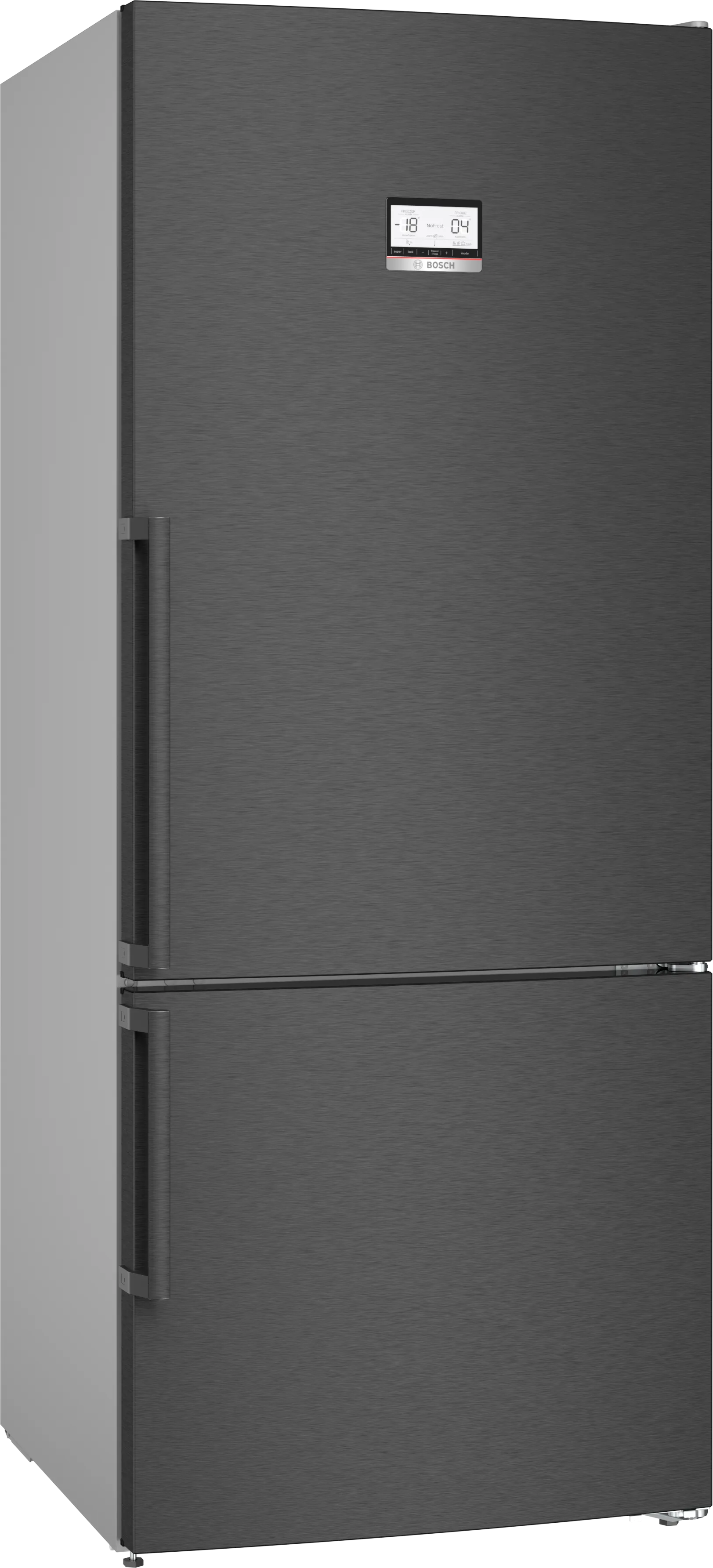 Series 6 free-standing fridge-freezer with freezer at bottom 186 x 75 cm Black stainless steel 