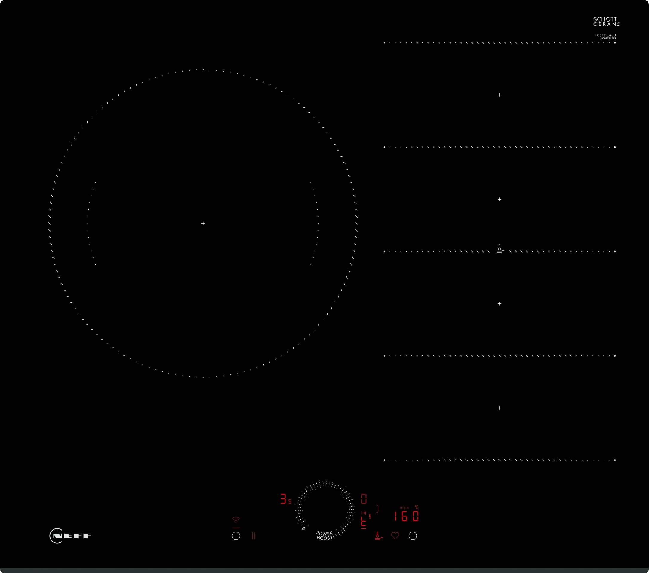 N 70 Table à induction 60 cm Noir, sans cadre 