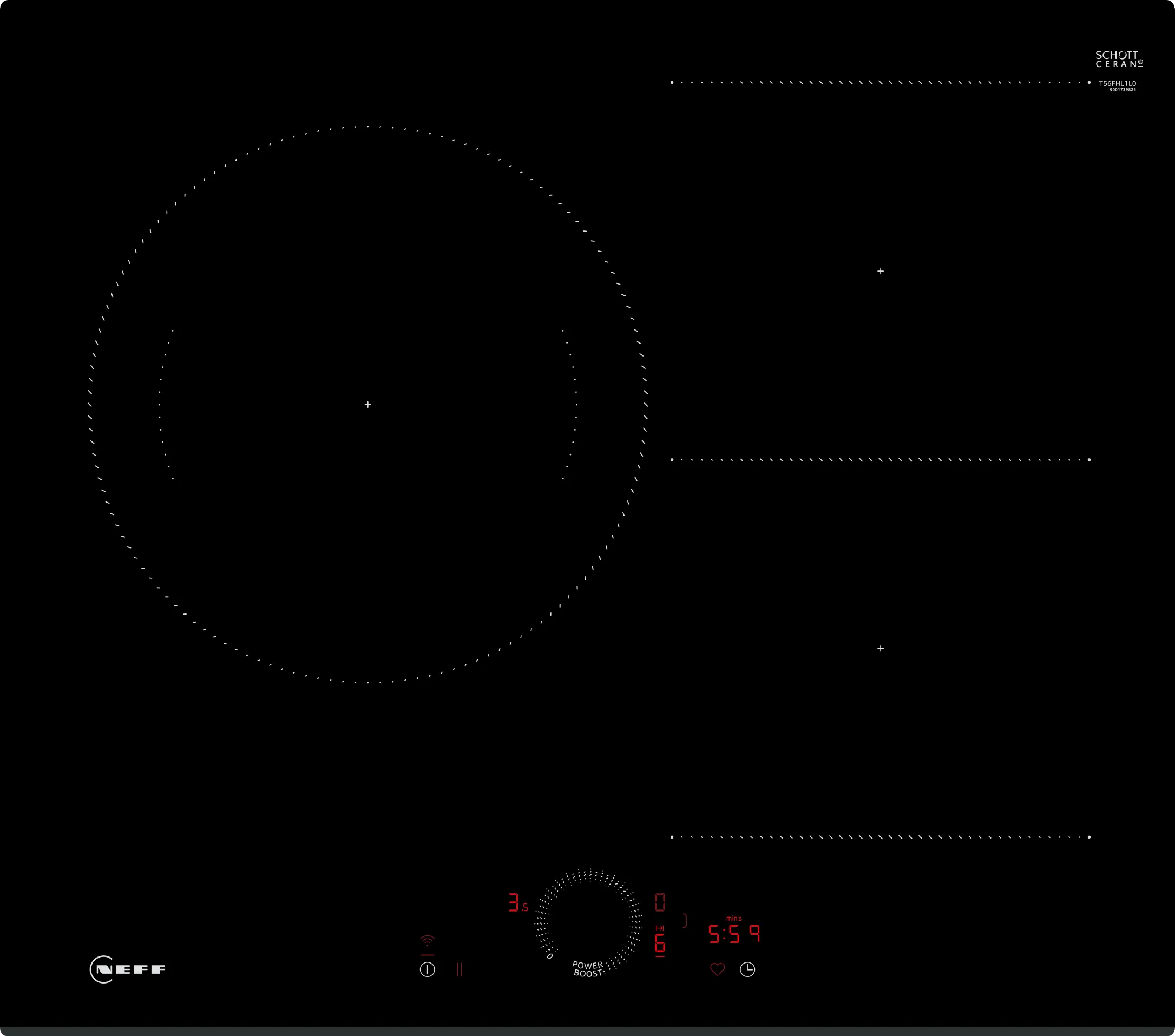 N 70 Table à induction 60 cm Noir, sans cadre 