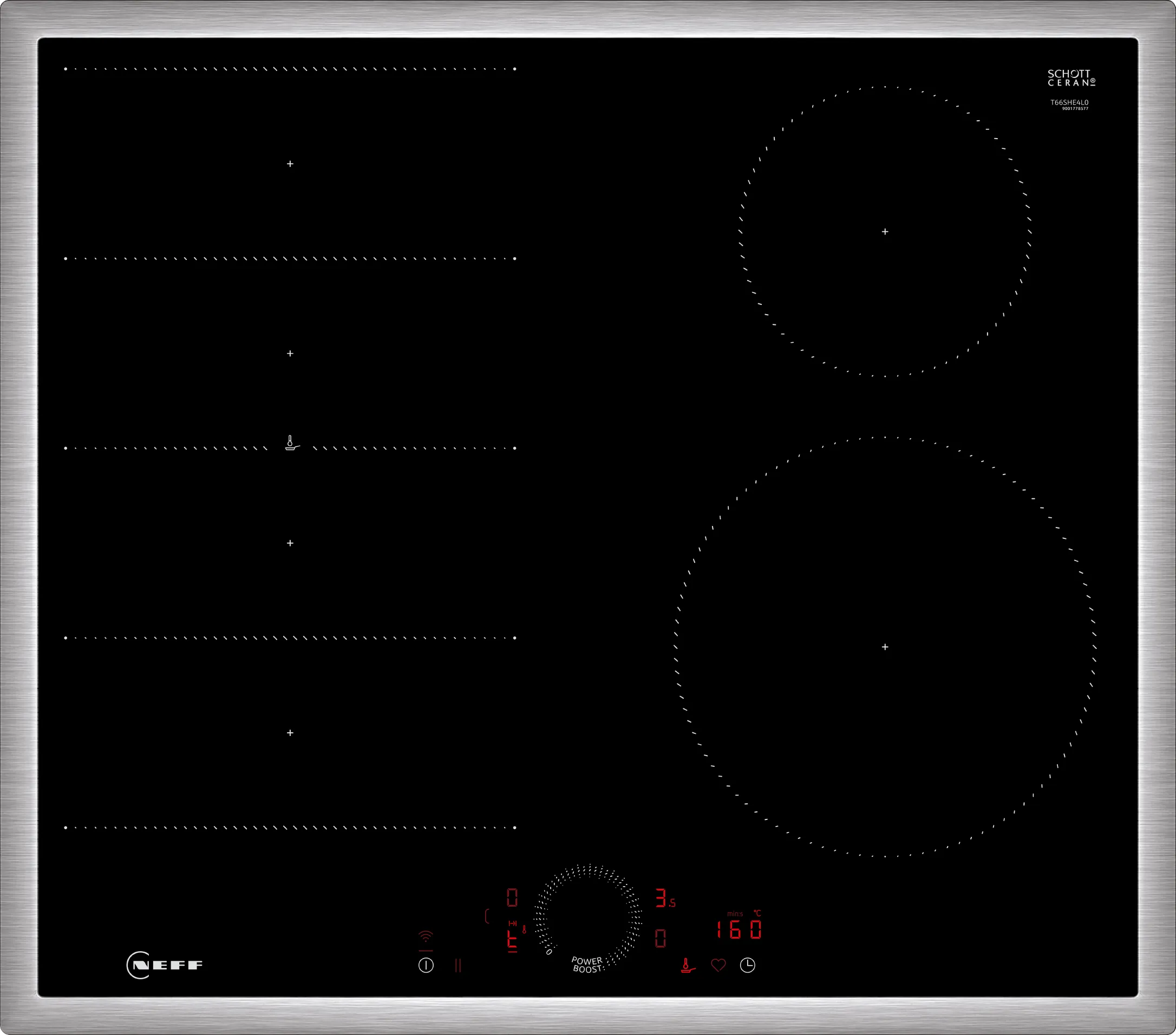 N 70 Table à induction 60 cm Noir, avec cadre 