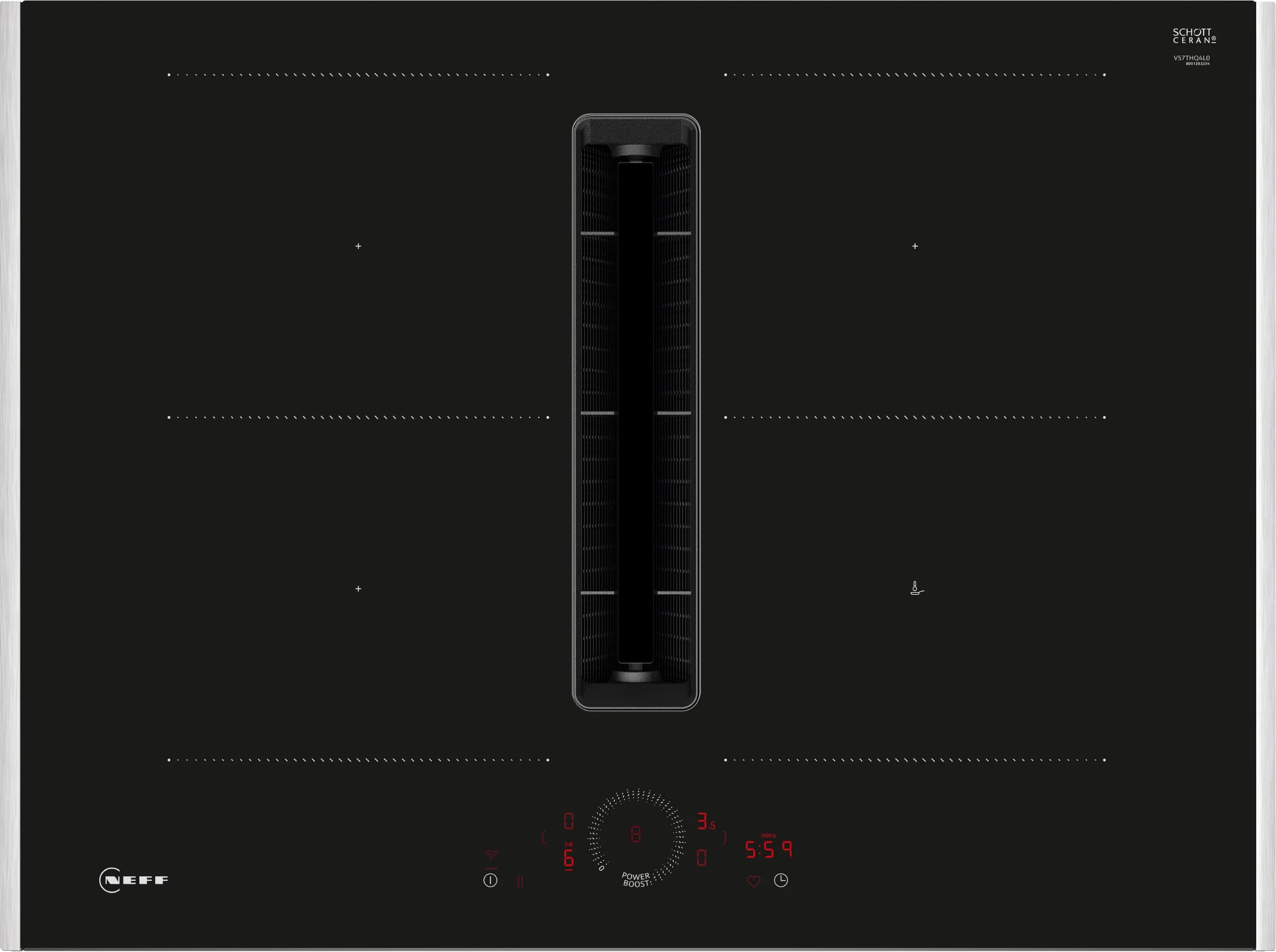 N 70 Induction hob with integrated ventilation system 70 cm surface mount with frame 