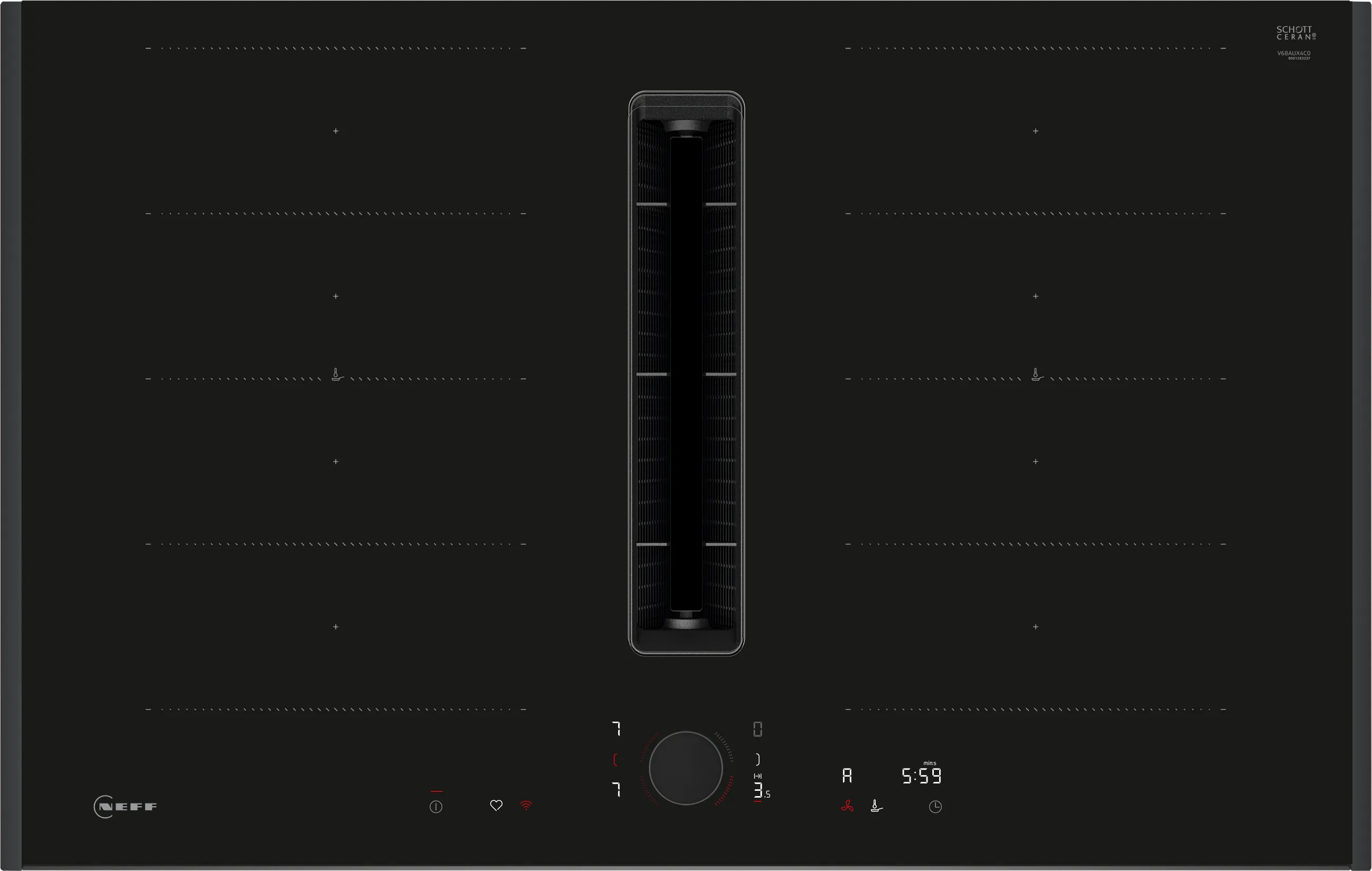 N 90 Induction hob with integrated ventilation system 80 cm surface mount with frame 