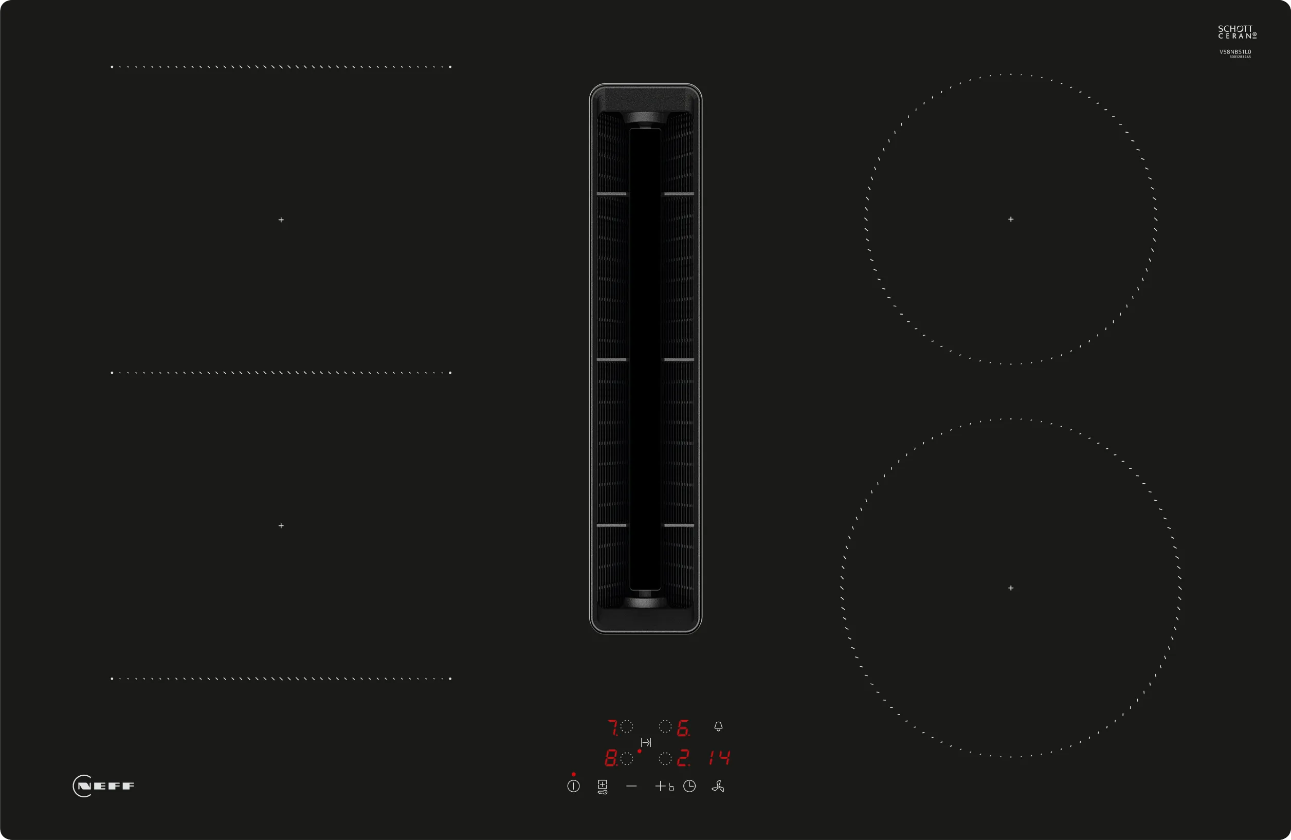 N 50 Induction hob with integrated ventilation system 80 cm surface mount without frame 