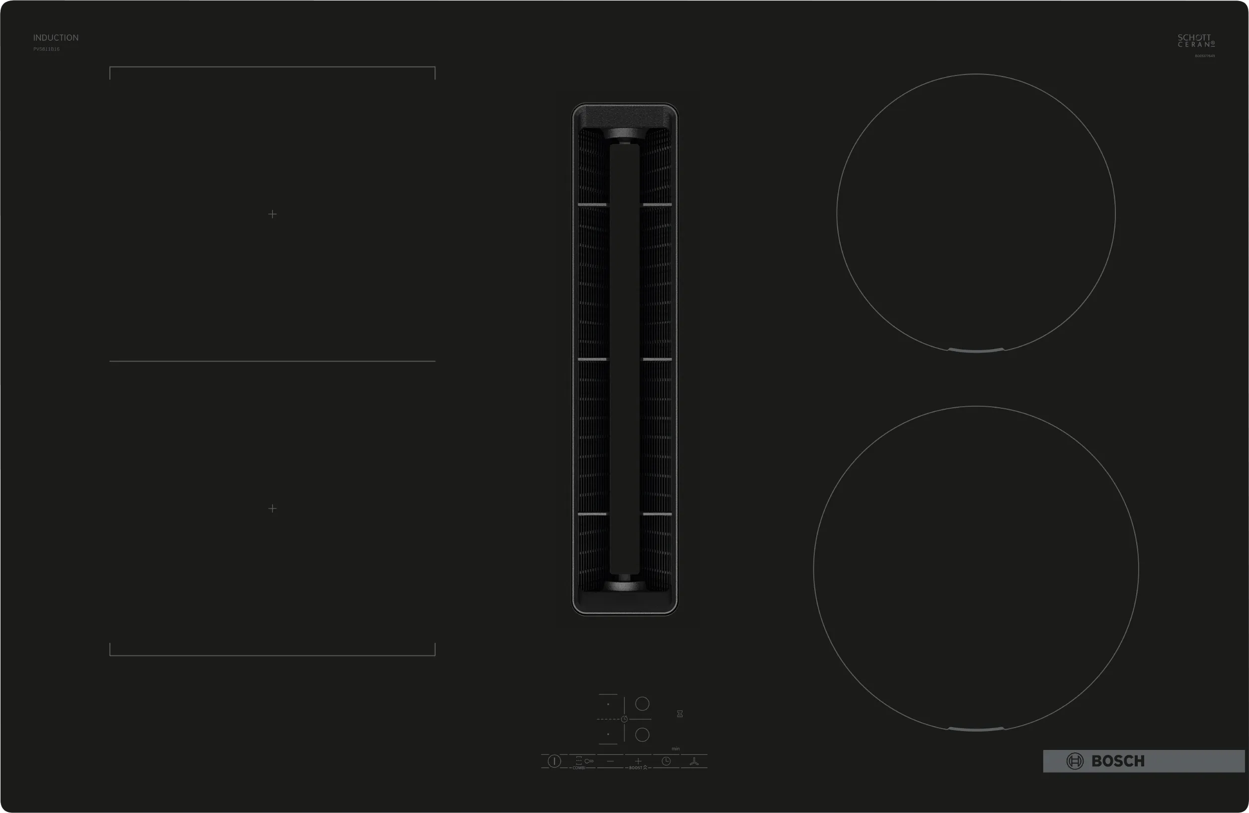 Series 4 Induction hob with integrated ventilation system 80 cm surface mount without frame 