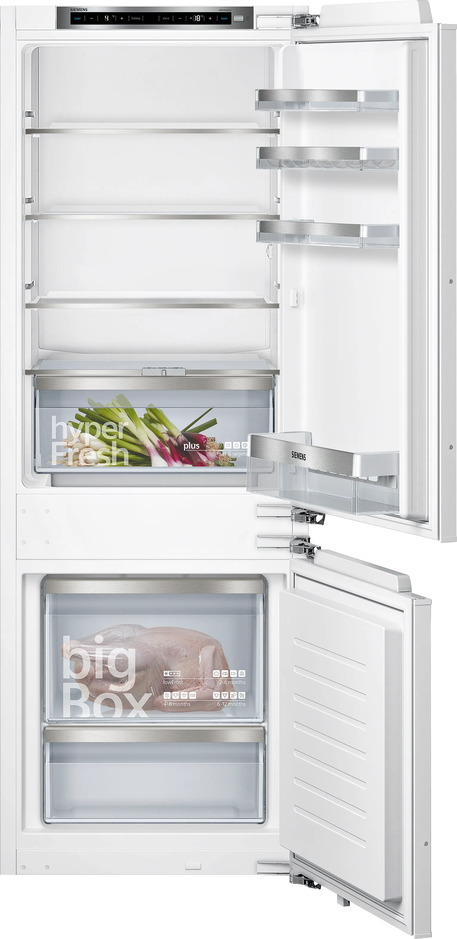 iQ500 built-in fridge-freezer with freezer at bottom 157.8 x 55.8 cm flat hinge 
