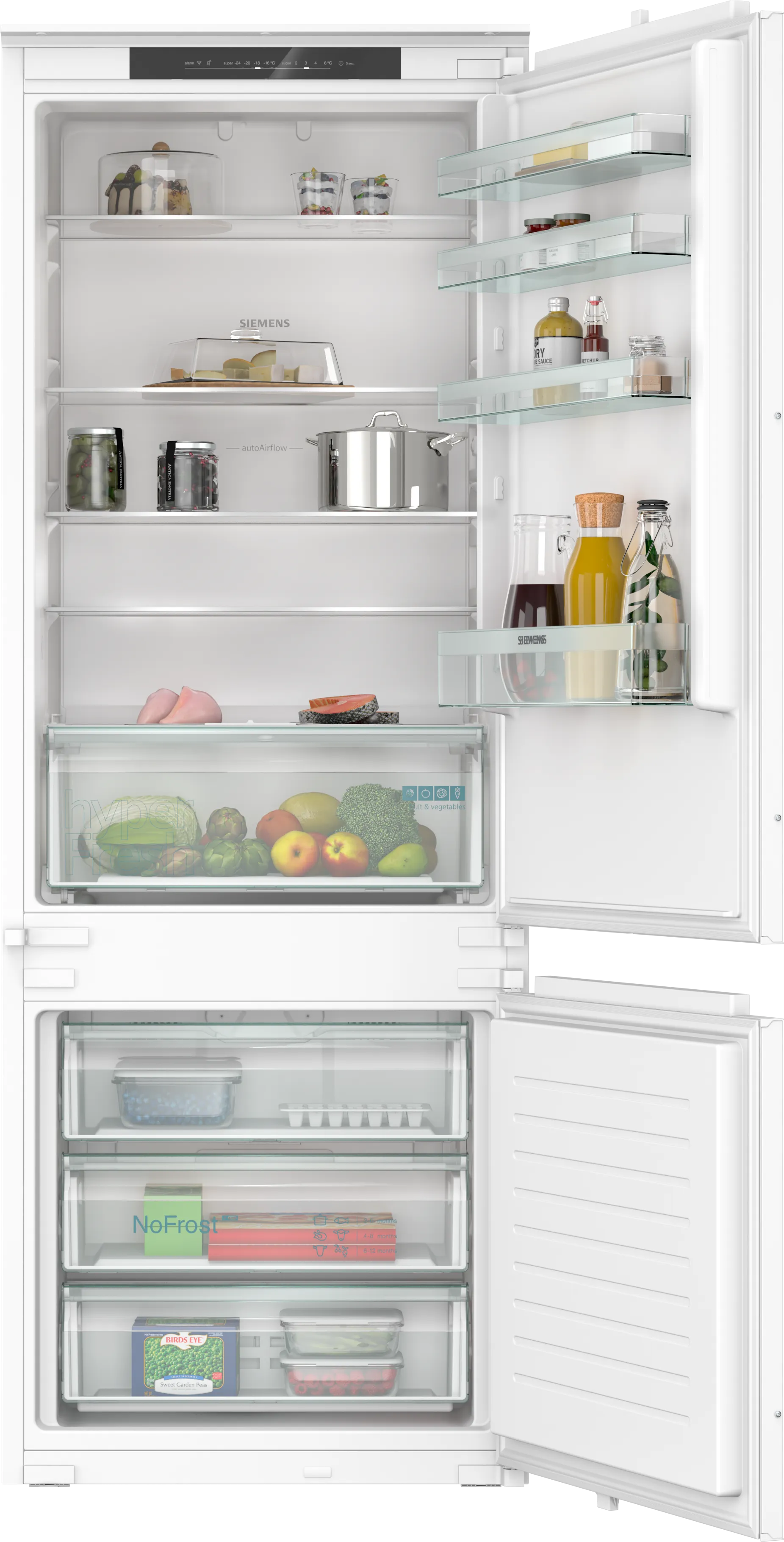 iQ100 built-in fridge-freezer with freezer at bottom 193.5 x 69.1 cm sliding hinge 