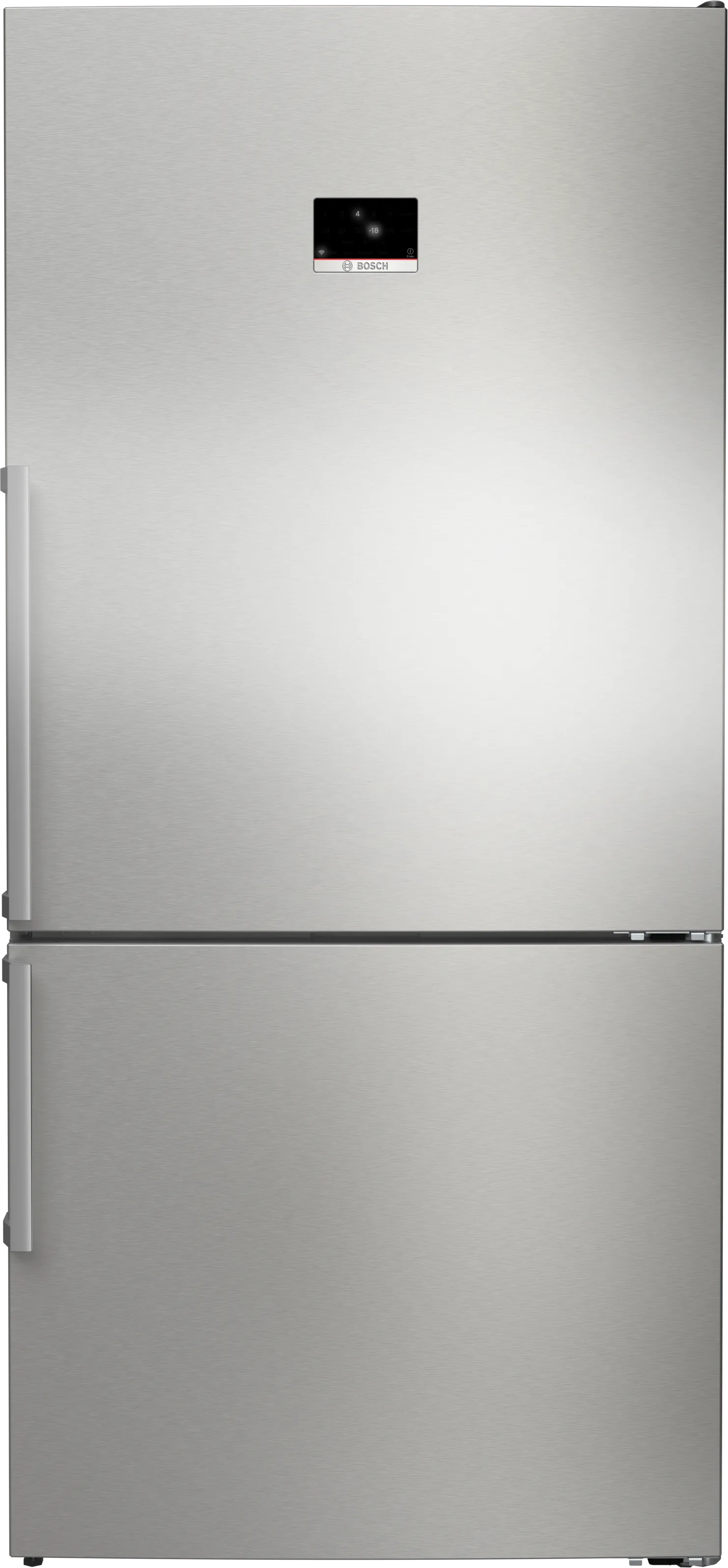 Serie 8 Volně stojící chladnička s mrazákem dole 186 x 86 cm matná ocel s úpravou proti otiskům prstů 