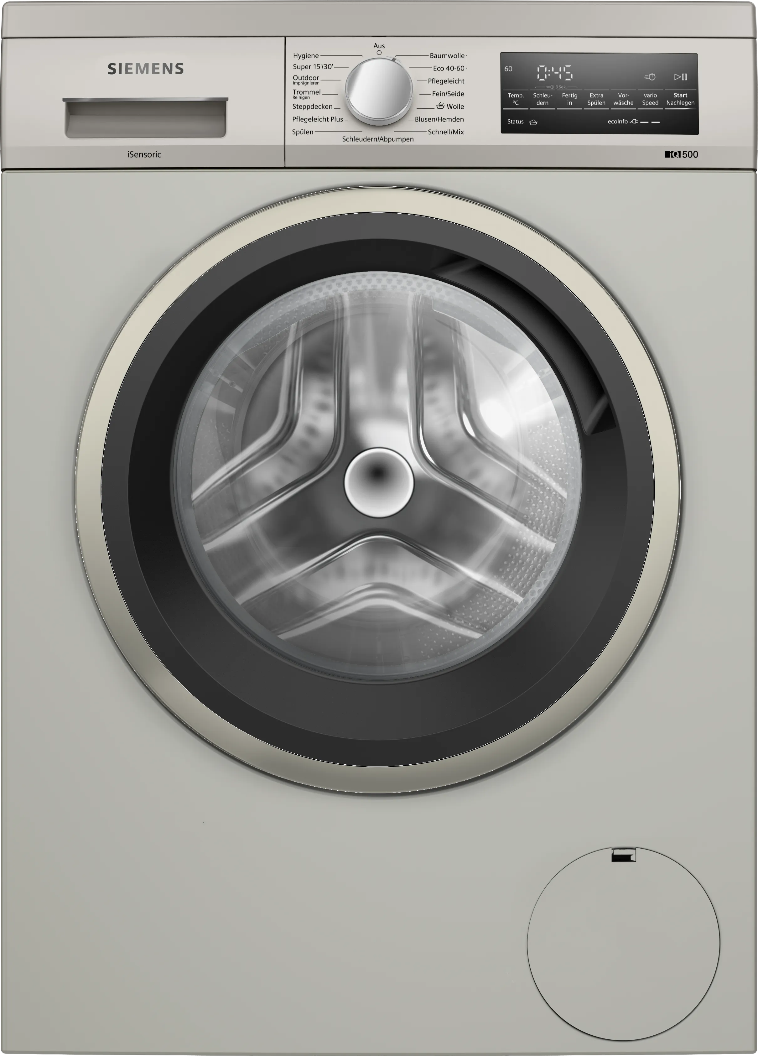 iQ500 washing machine, frontloader fullsize 9 kg 1400 rpm, Silver inox 