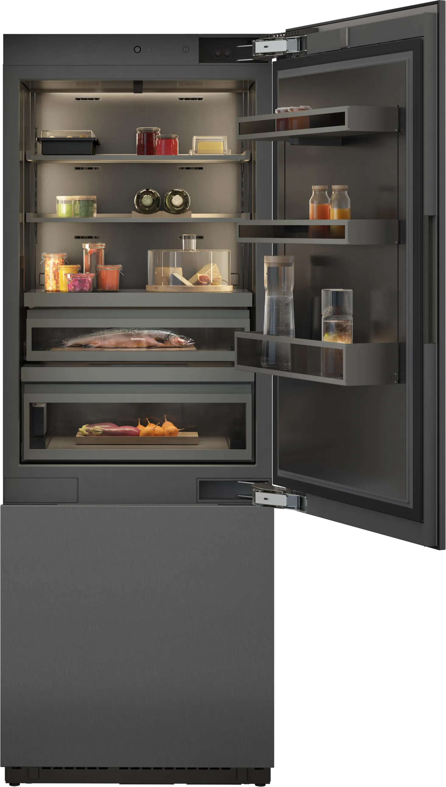 400 series Vario built-in fridge-freezer with freezer at bottom 30'' Softclose® Flat Hinge 