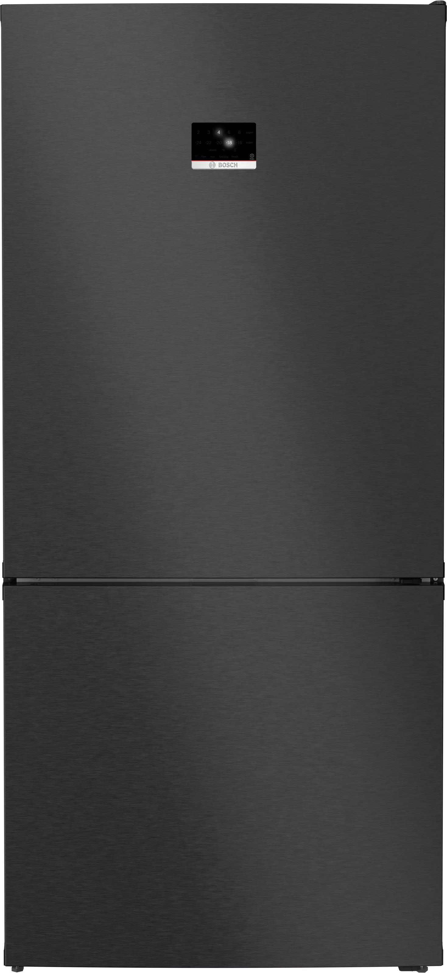 Series 8 free-standing fridge-freezer with freezer at bottom 186 x 86 cm Black stainless steel 