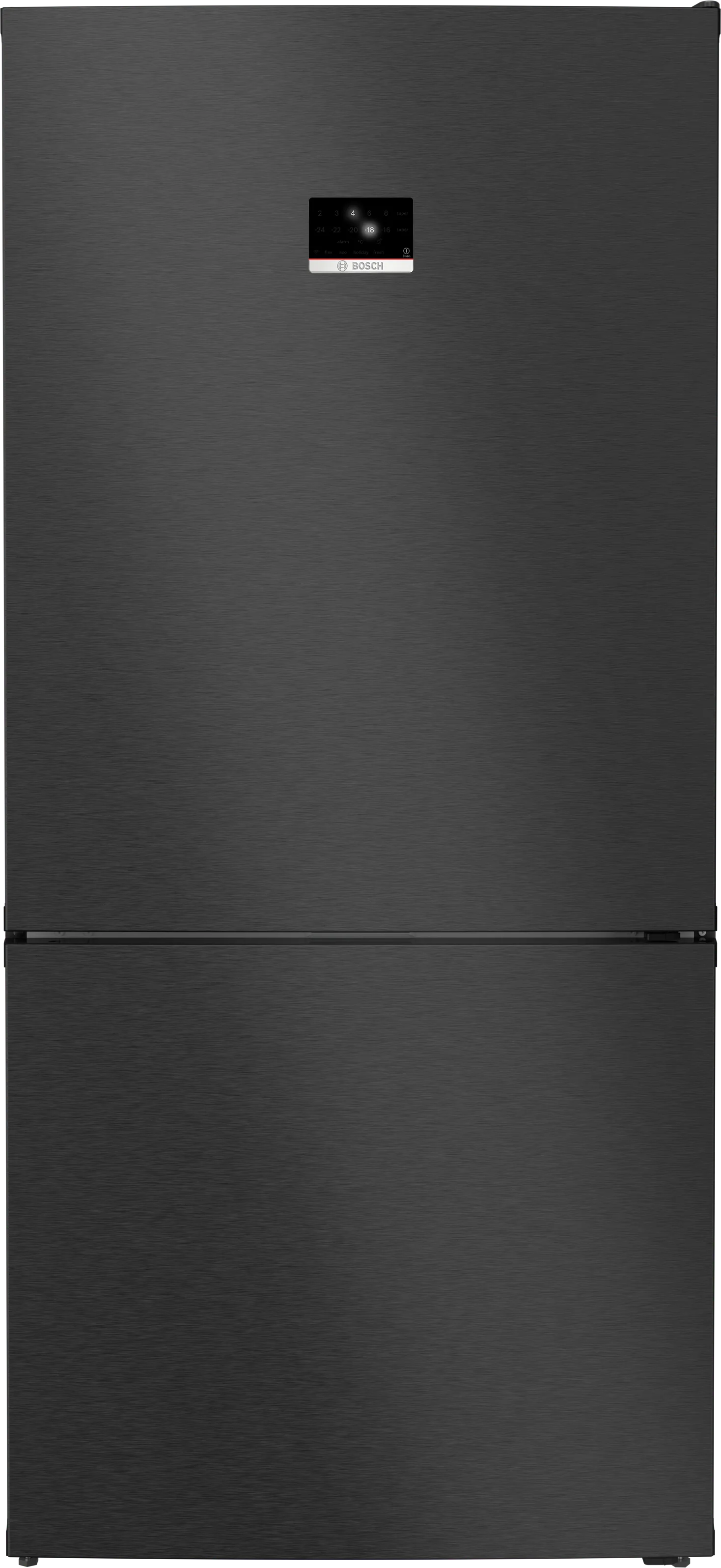 Series 8 Free-standing fridge-freezer with freezer at bottom 186 x 86 cm Brushed black steel anti-fingerprint, Total No Frost 