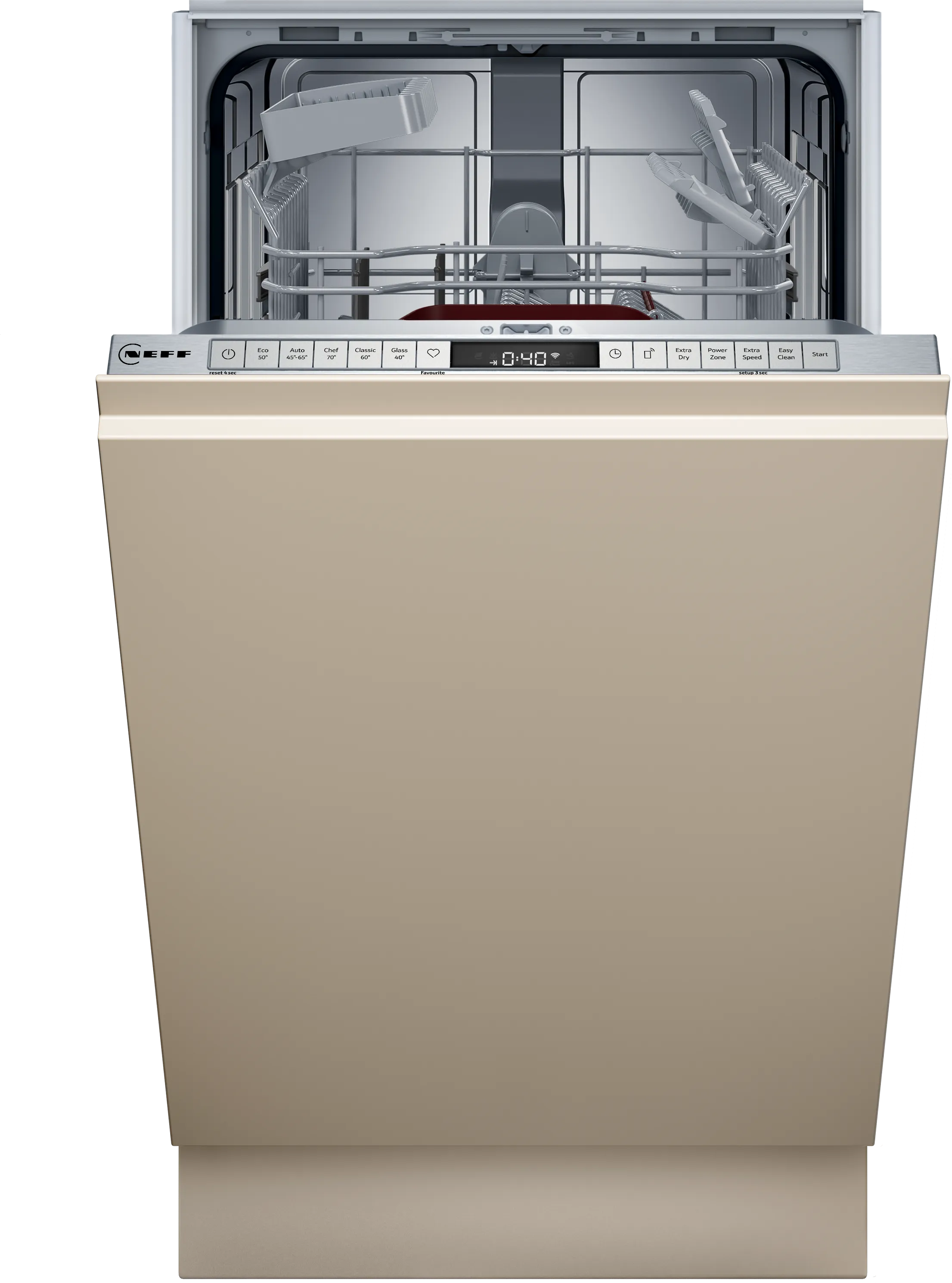 N 50 fully-integrated dishwasher 45 cm Variable hinge for special installation situations 