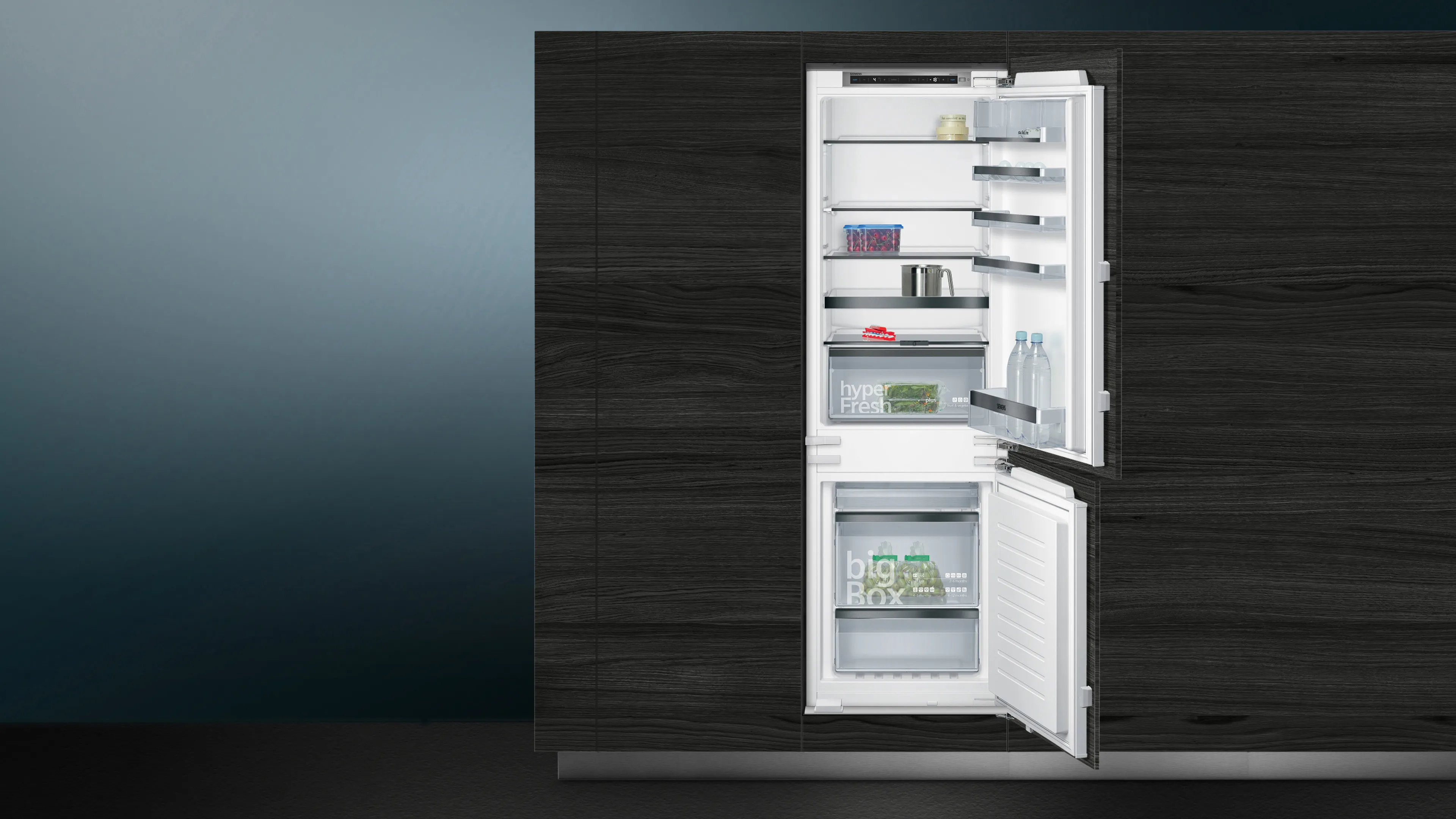 Siemens KI86NSF30I iQ500 built-in fridge-freezer with freezer at bottom 177.2 x 55.8 cm flat hinge - View 3