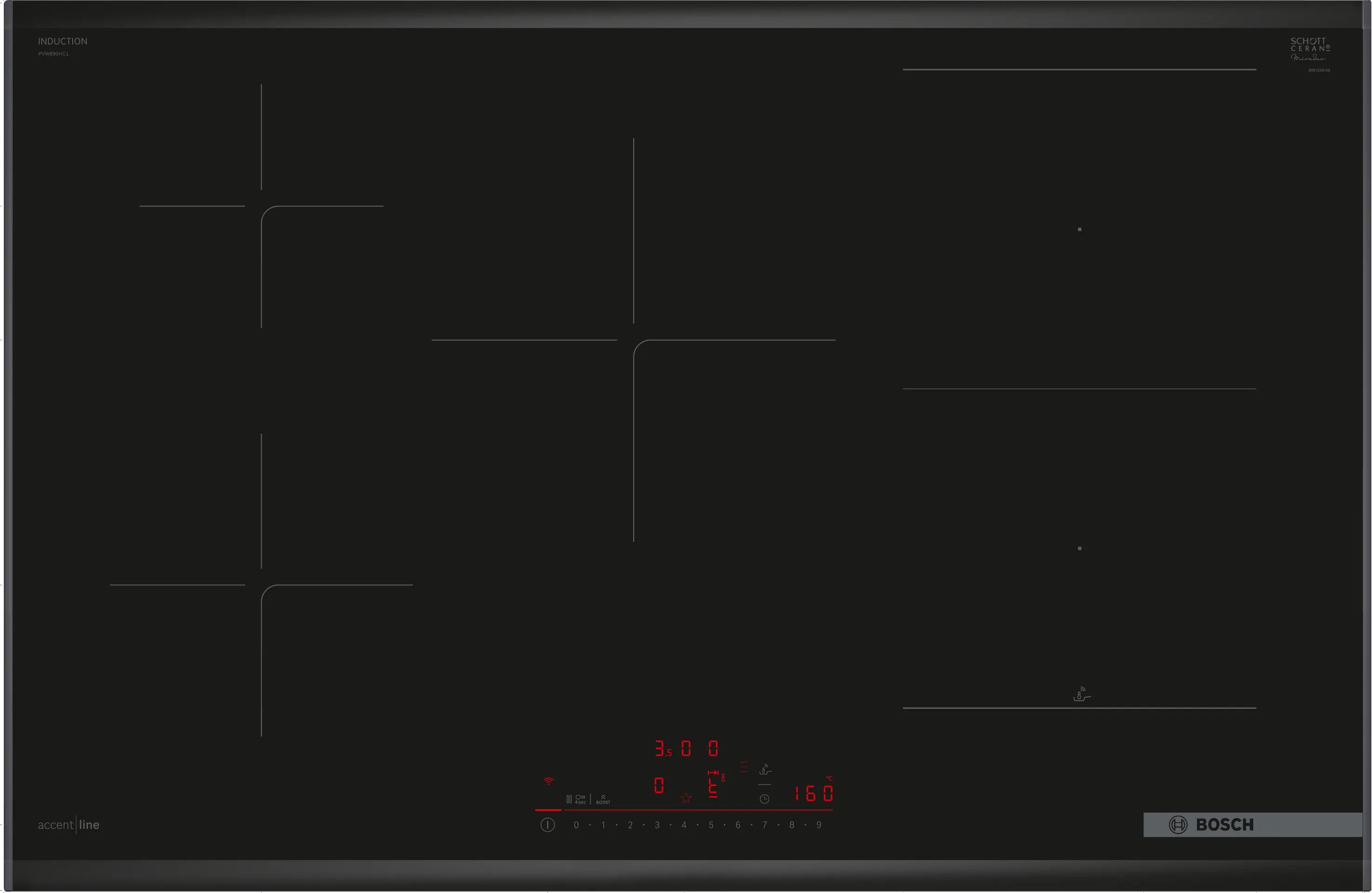 Series 6 Induction hob 80 cm Black, surface mount with frame 