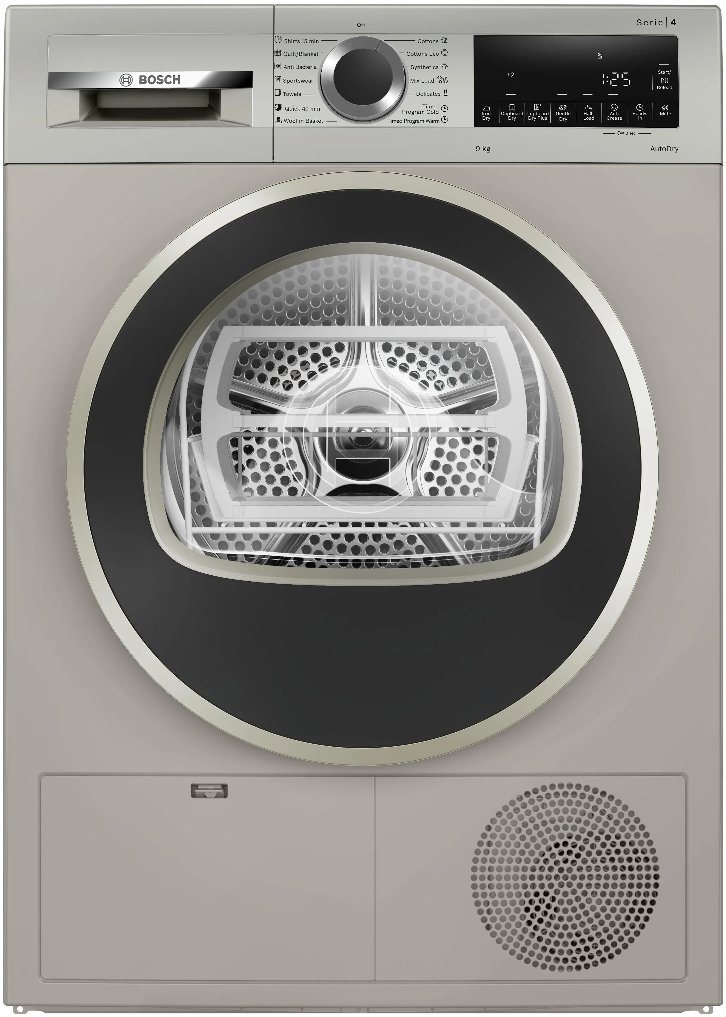 Series 4 condenser tumble dryer 9 kg Silver inox