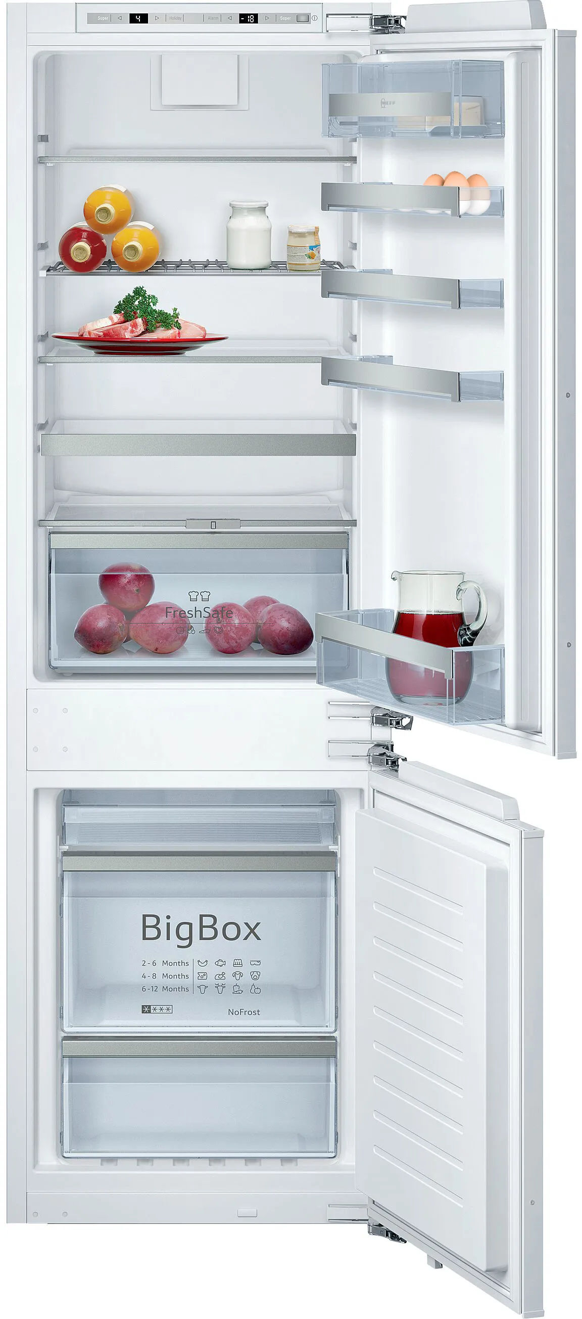 N 70 built-in fridge-freezer with freezer at bottom 177.2 x 55.8 cm soft close flat hinge 