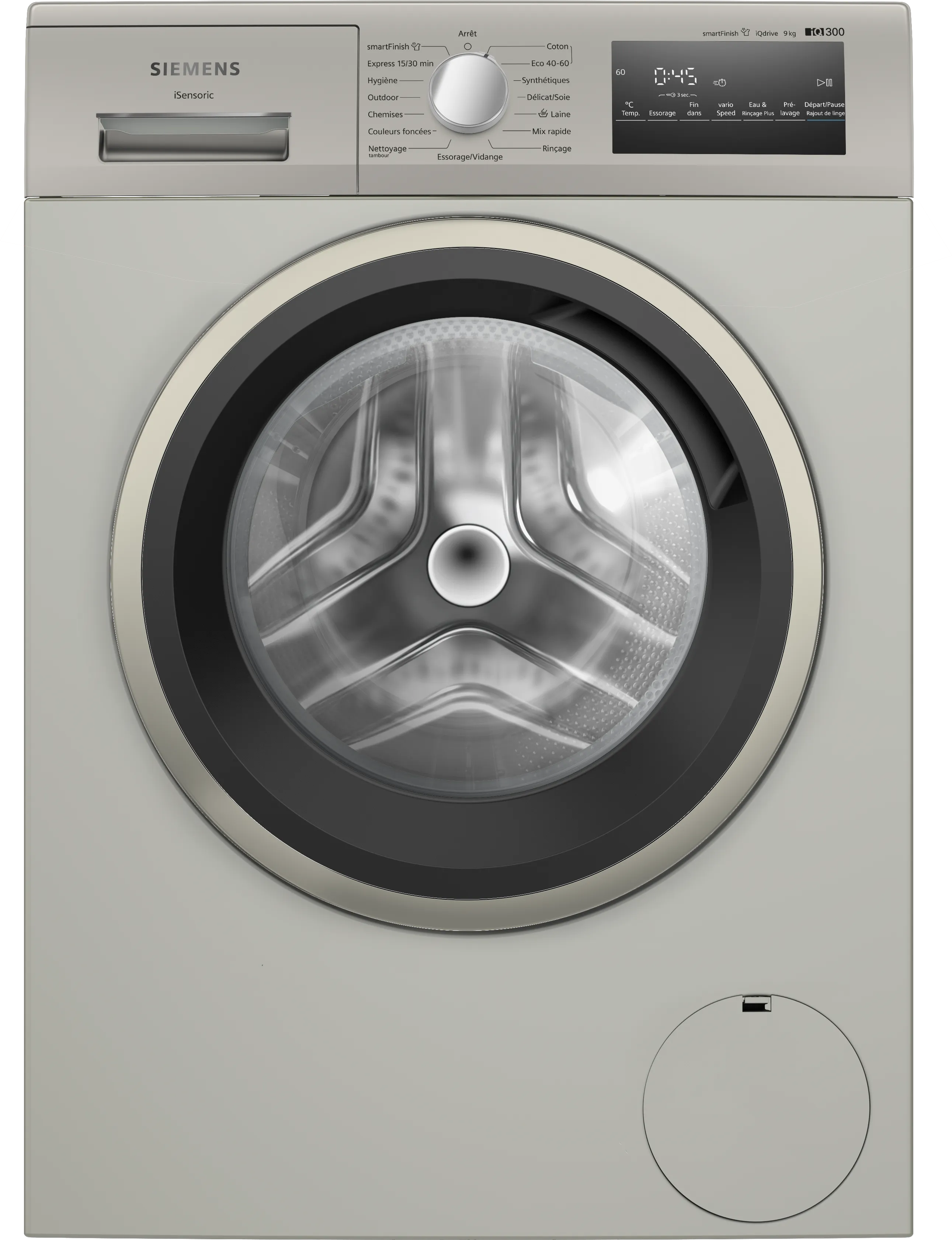 iQ300 Lave-linge front 9 kg 1400 trs/min, Silver inox