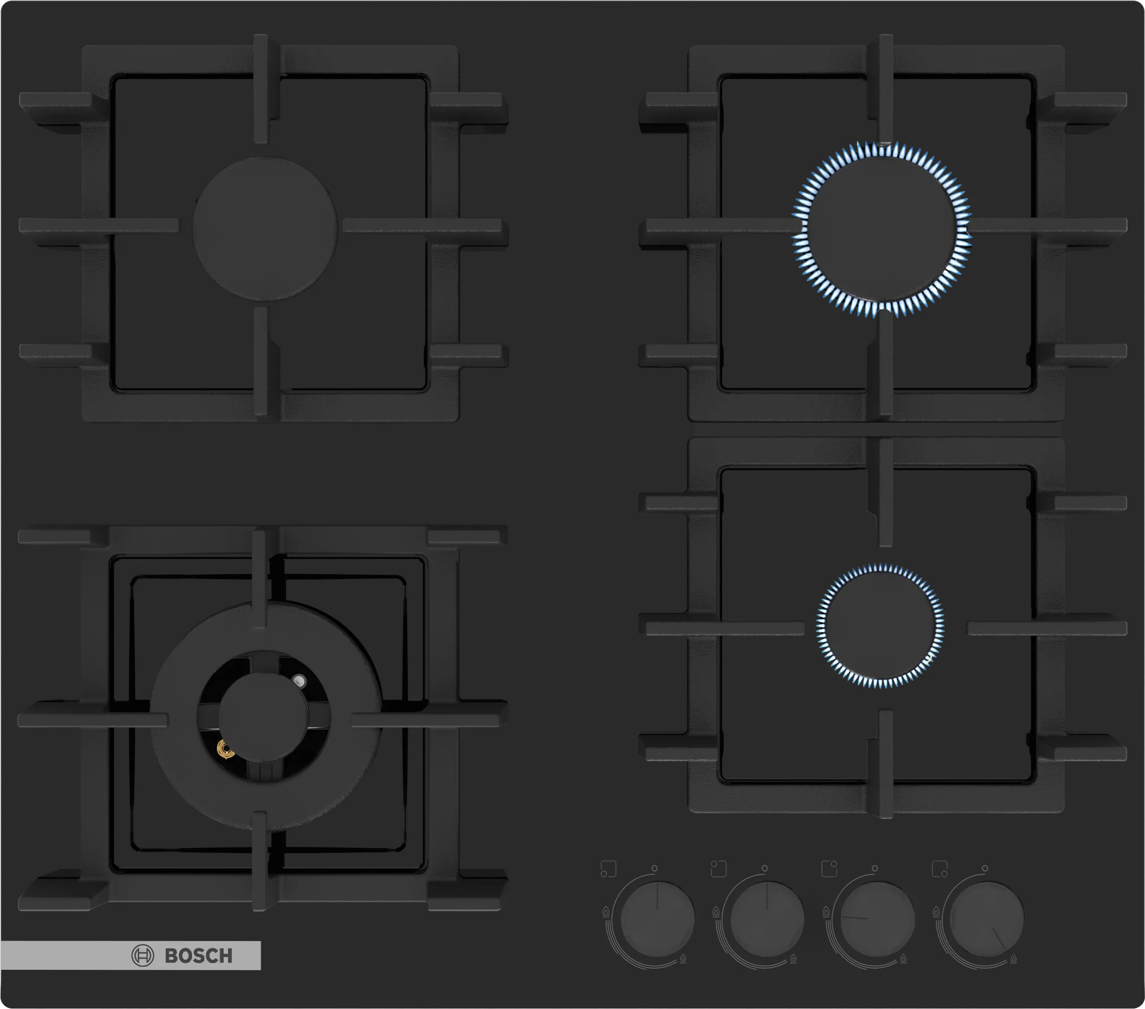 Series 4 Gas hob 60 cm Tempered glass, Black 