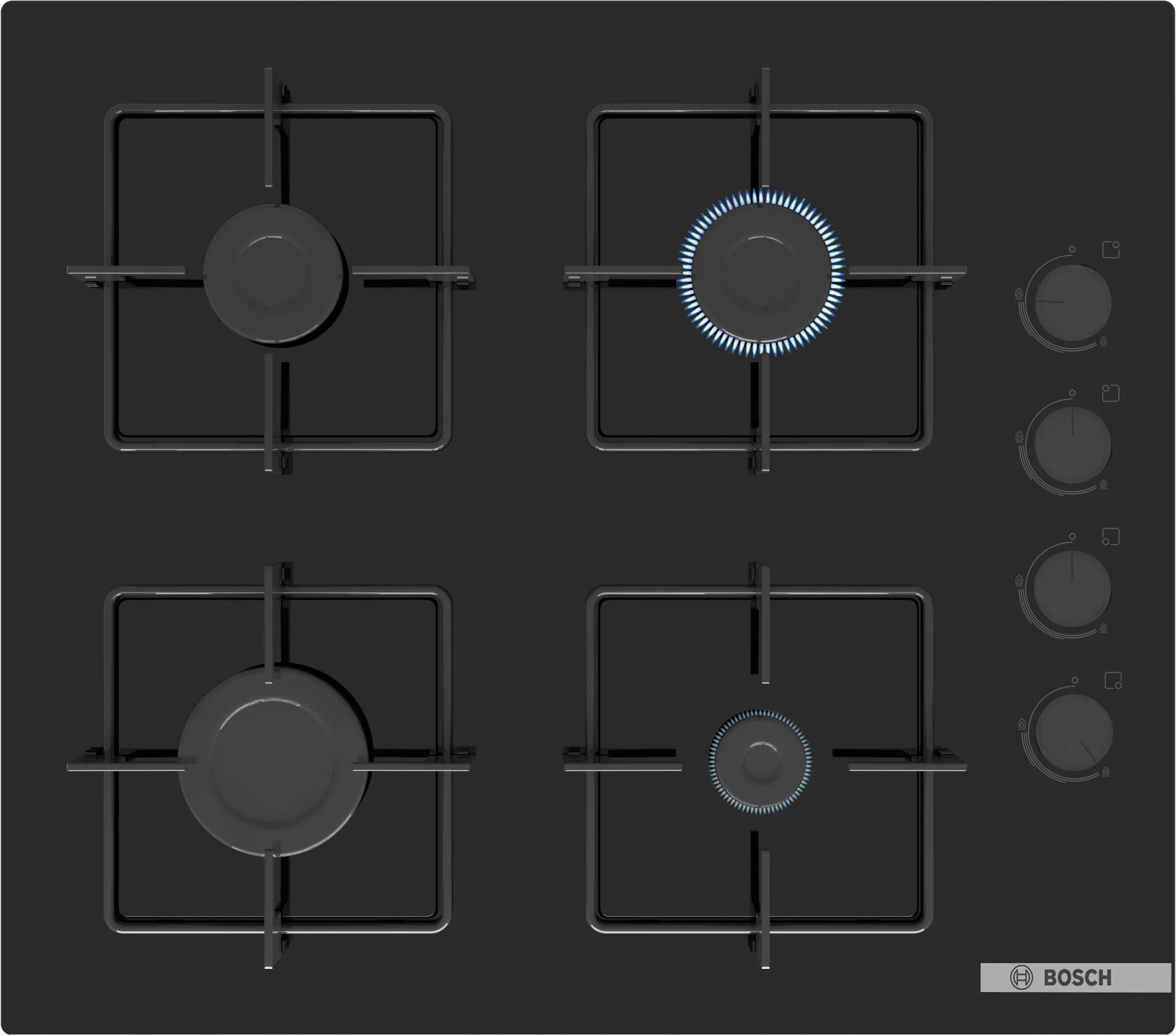 سلسلة الطرازات Serie 4  Gas hob 60 cm زجاج مقسى, أسود 