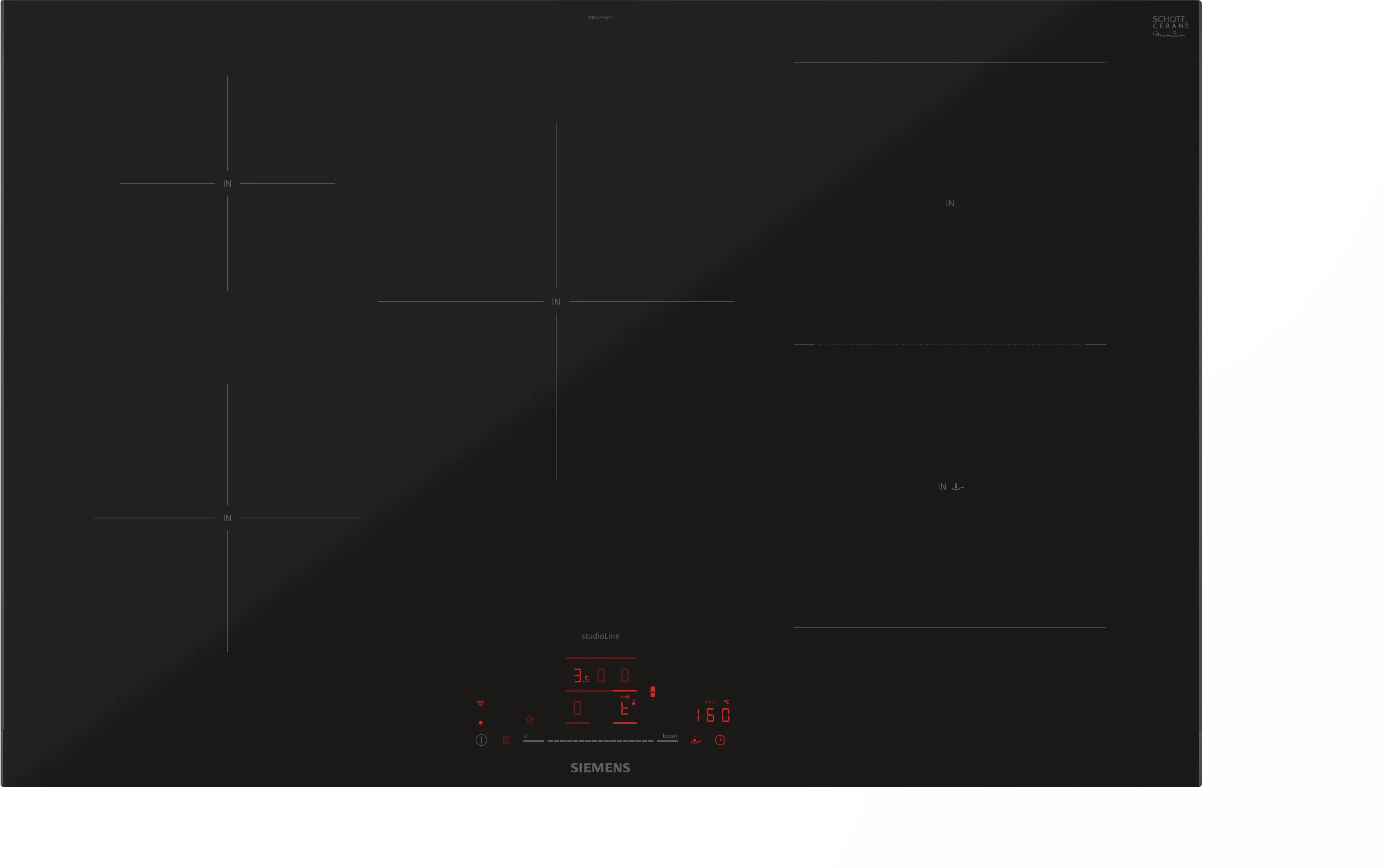 iQ500 Induktionskochfeld 80 cm Schwarz, Mit Rahmen aufliegend 