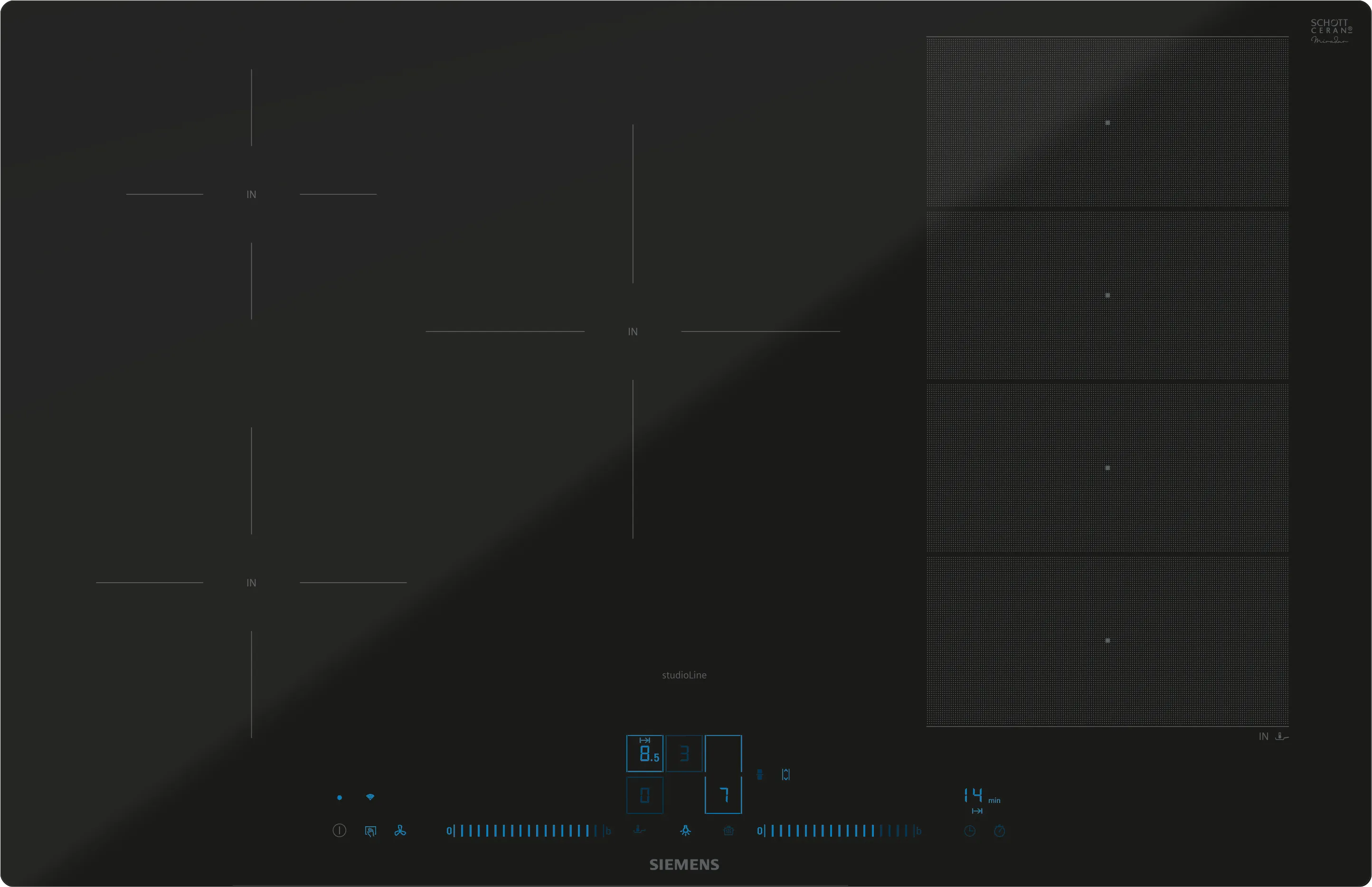 iQ700 Table de cuisson à induction 80 cm Noir, à fleur de plan 