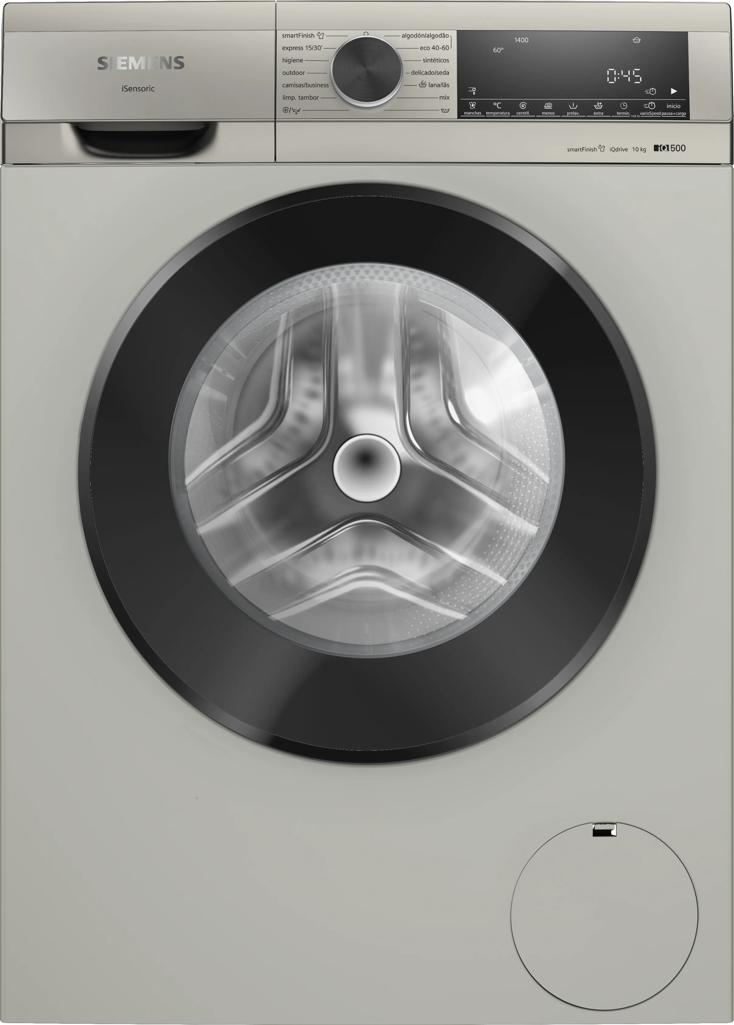 iQ500 Lavadora de carga frontal 10 kg 1400 r.p.m., Acero mate antihuellas