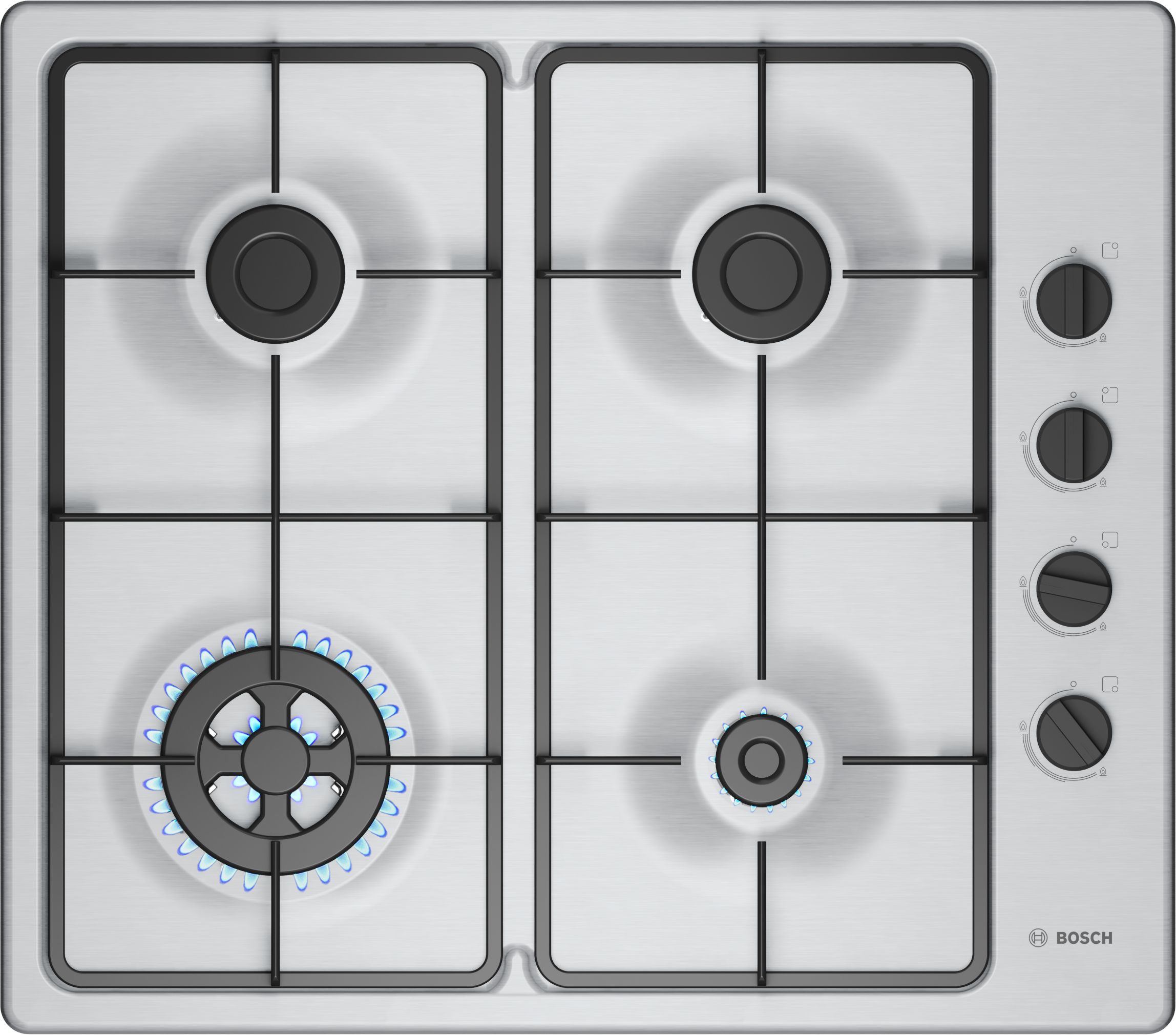 Bosch PBH6B5K60 – plynová varná deska, nerez, 60 cm