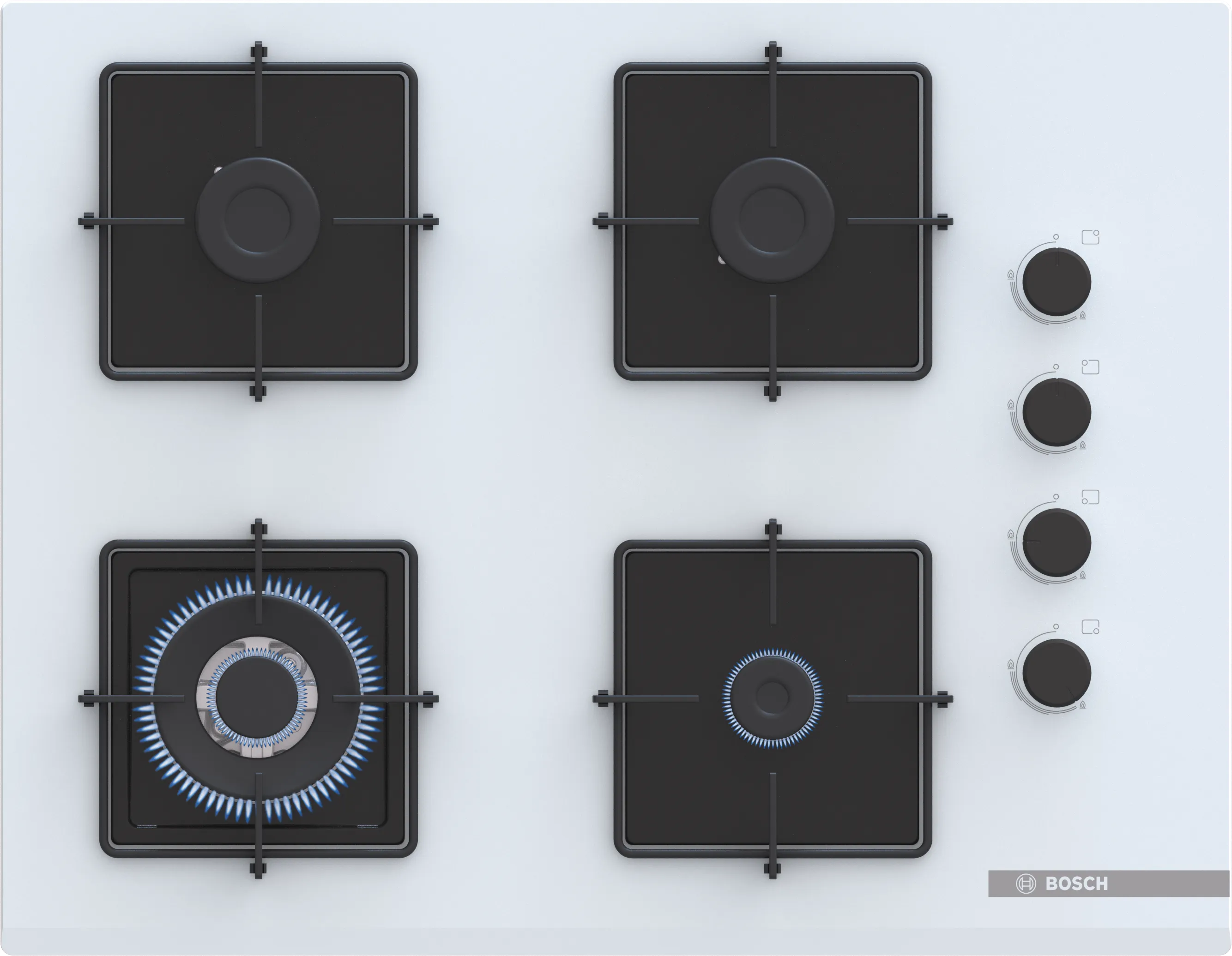 Serie 4 Gazlı Ocak 67 cm Sert cam, Beyaz