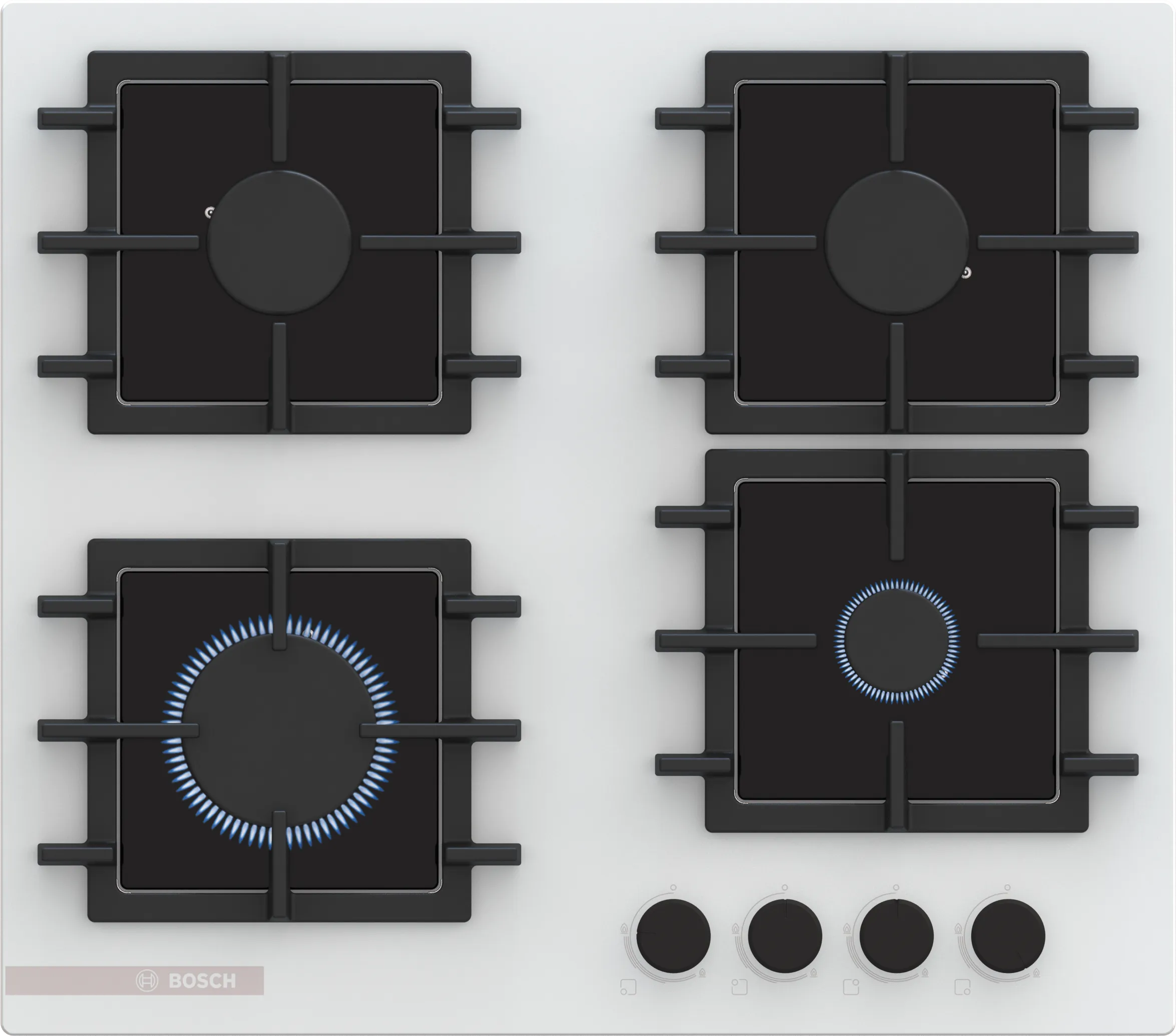 Serie 4 Gazlı Ocak 60 cm Sert cam, Beyaz