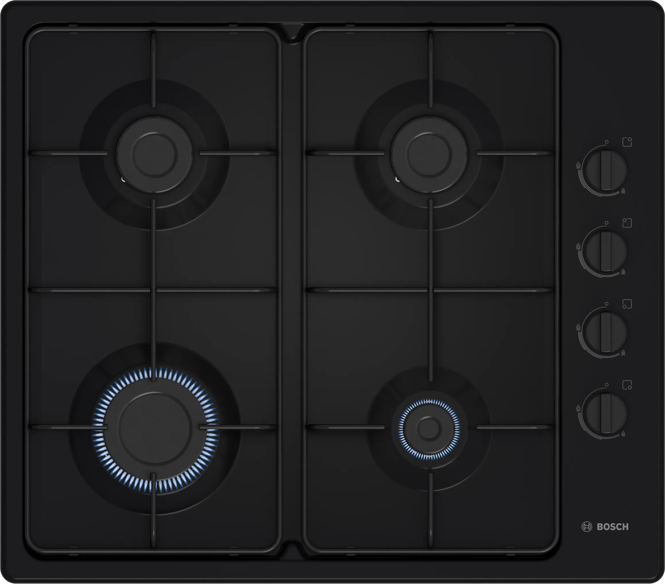 سلسلة الطرازات Serie 2  Gas hob 60 cm الفولاذ المطلي بالمينا, أسود 