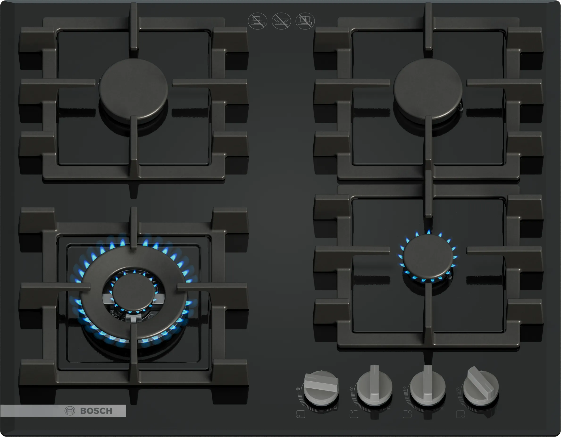 Series 4 Gas cooktop 60 cm Tempered glass, Black 
