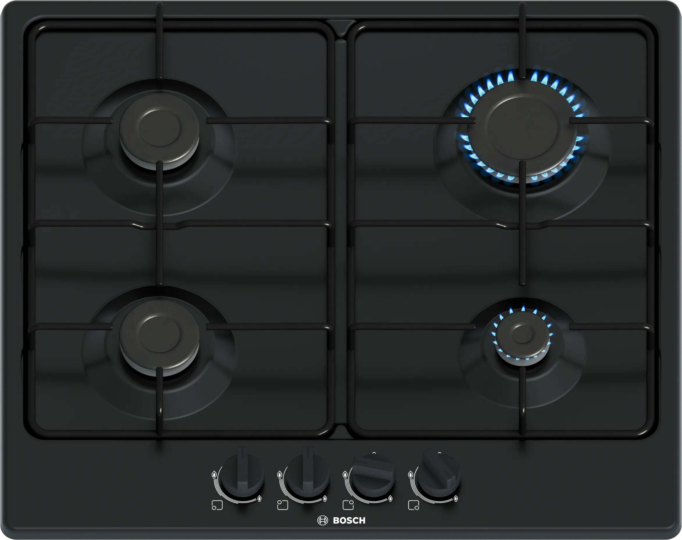 Serie 4 Piano cottura a gas 60 cm acciaio smaltato, Nero 