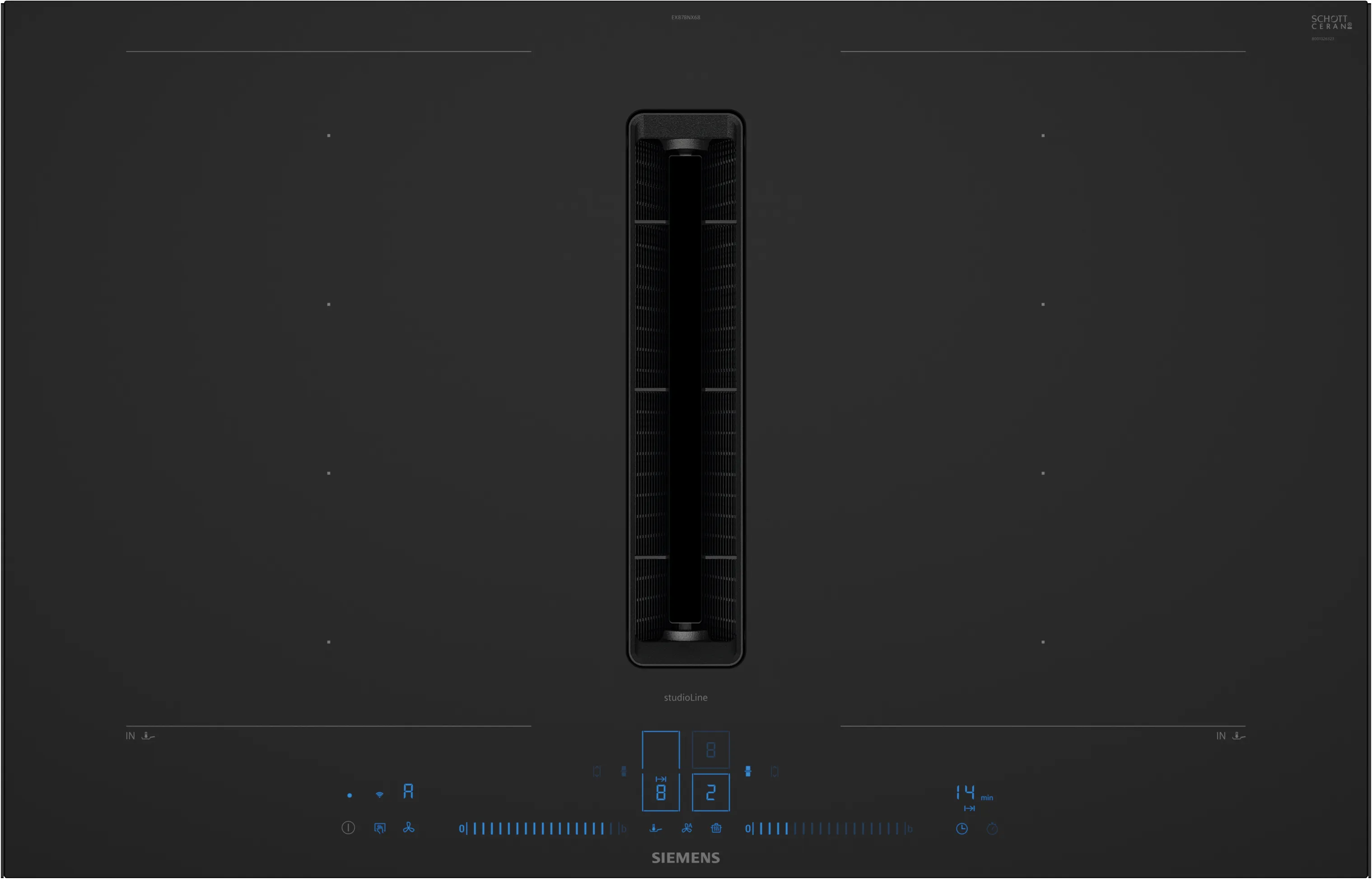 iQ700 Piano di cottura con cappa aspirante (induzione) 80 cm Nero opaco, con profili 