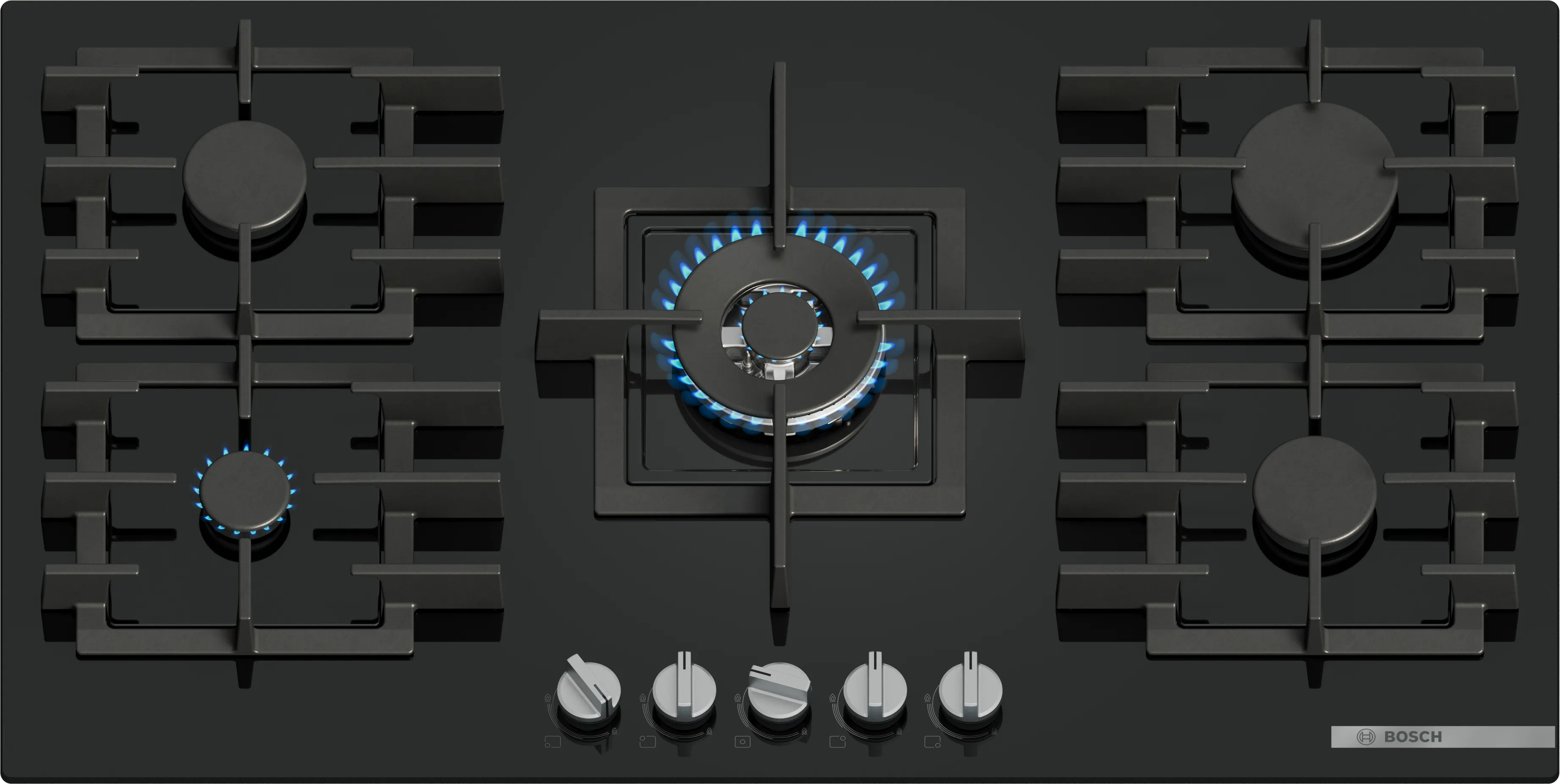 Series 6 Gas Hob 90 cm Tempered glass, Black