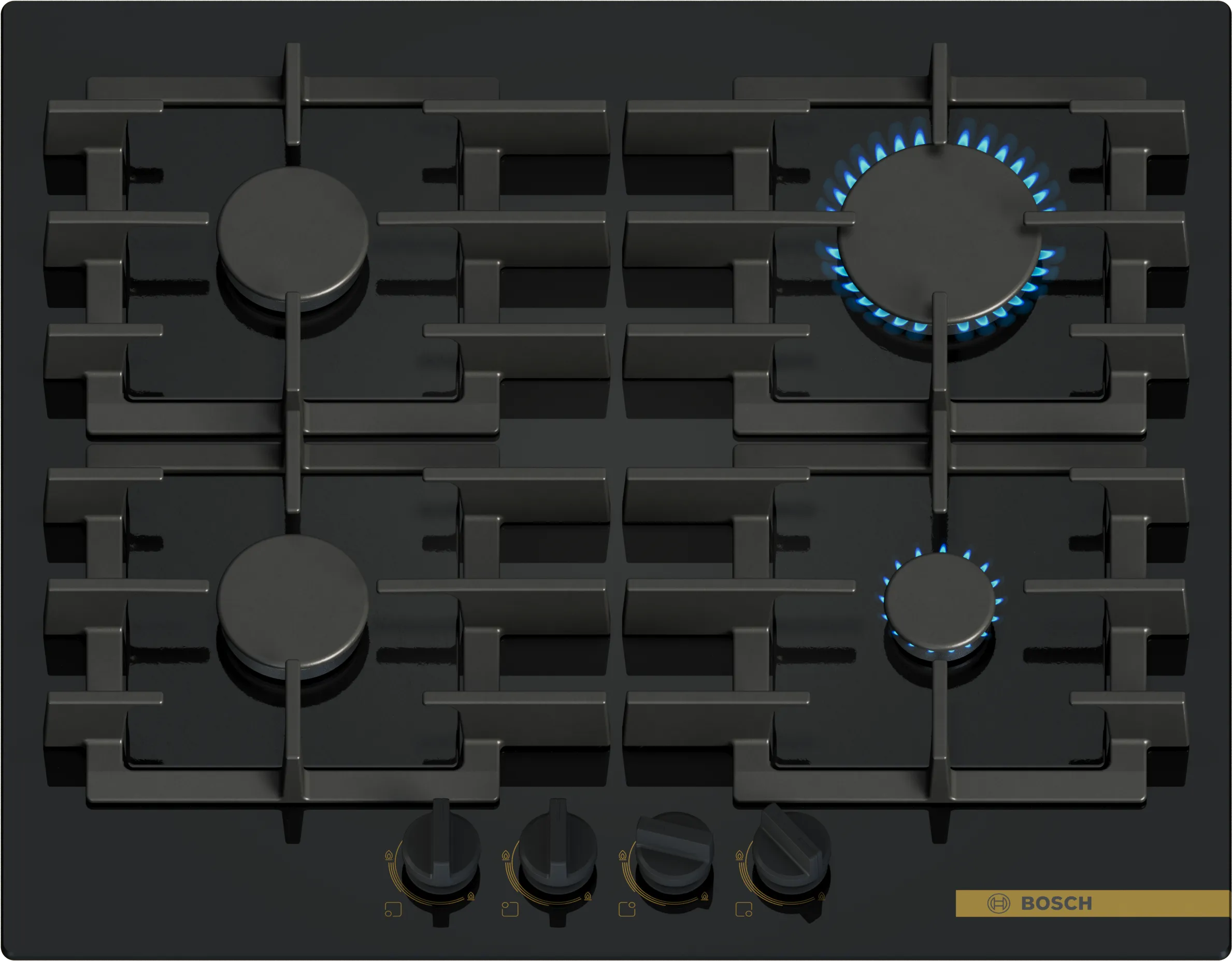 سلسلة الطرازات Serie 6  Gas hob 60 cm زجاج مقسى, أسود 