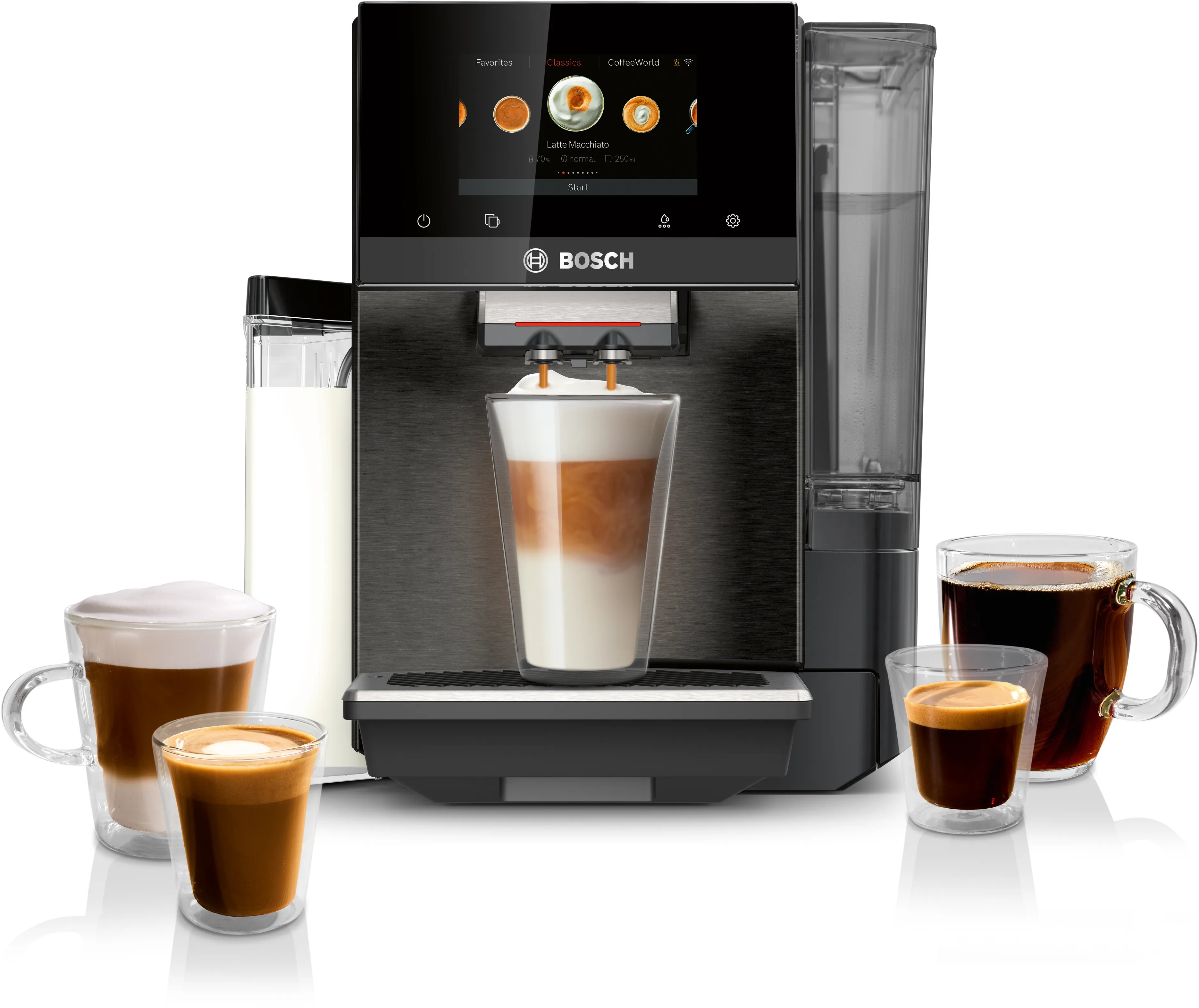 800 Series Fully Automatic Espresso Machine VeroCafe Black Stainless Steel, Removable Water Tank 