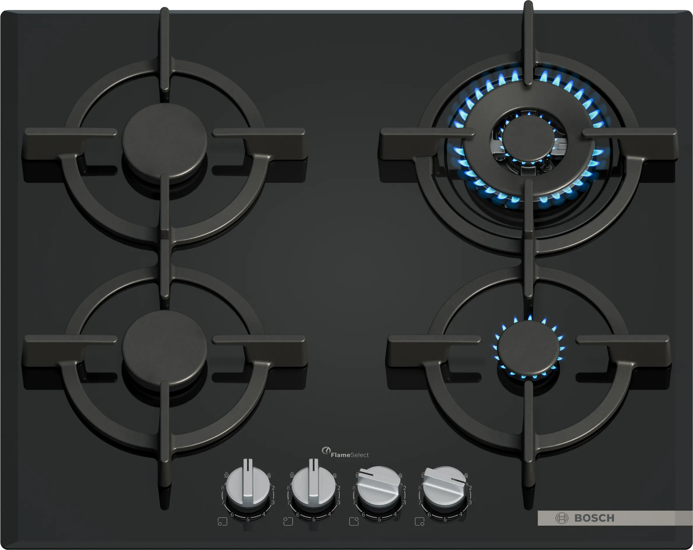 Series 6 Gas cooktop 60 cm Tempered Glass, Black 