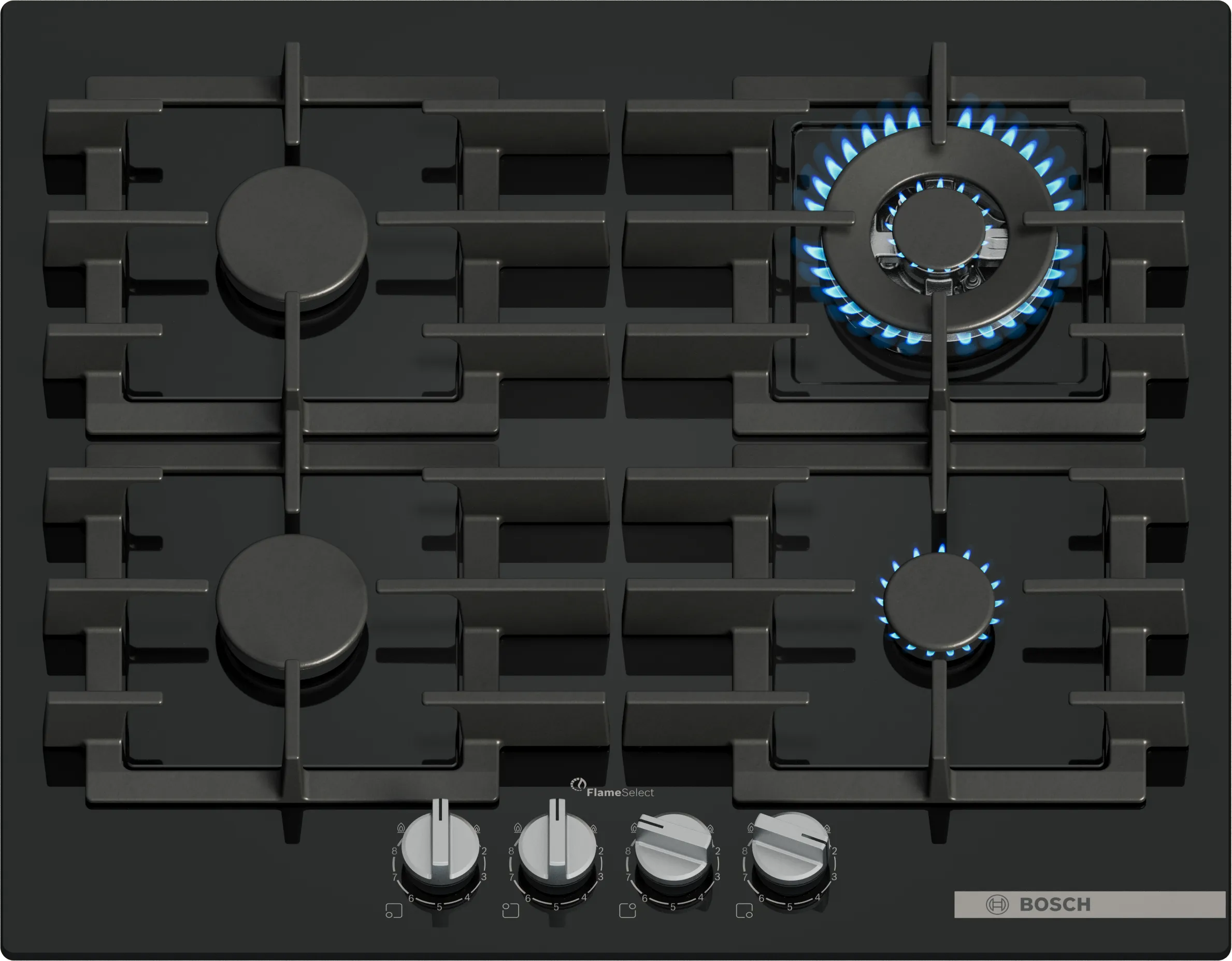 Serie 6 Gazlı Ocak 60 cm Sert cam, Siyah