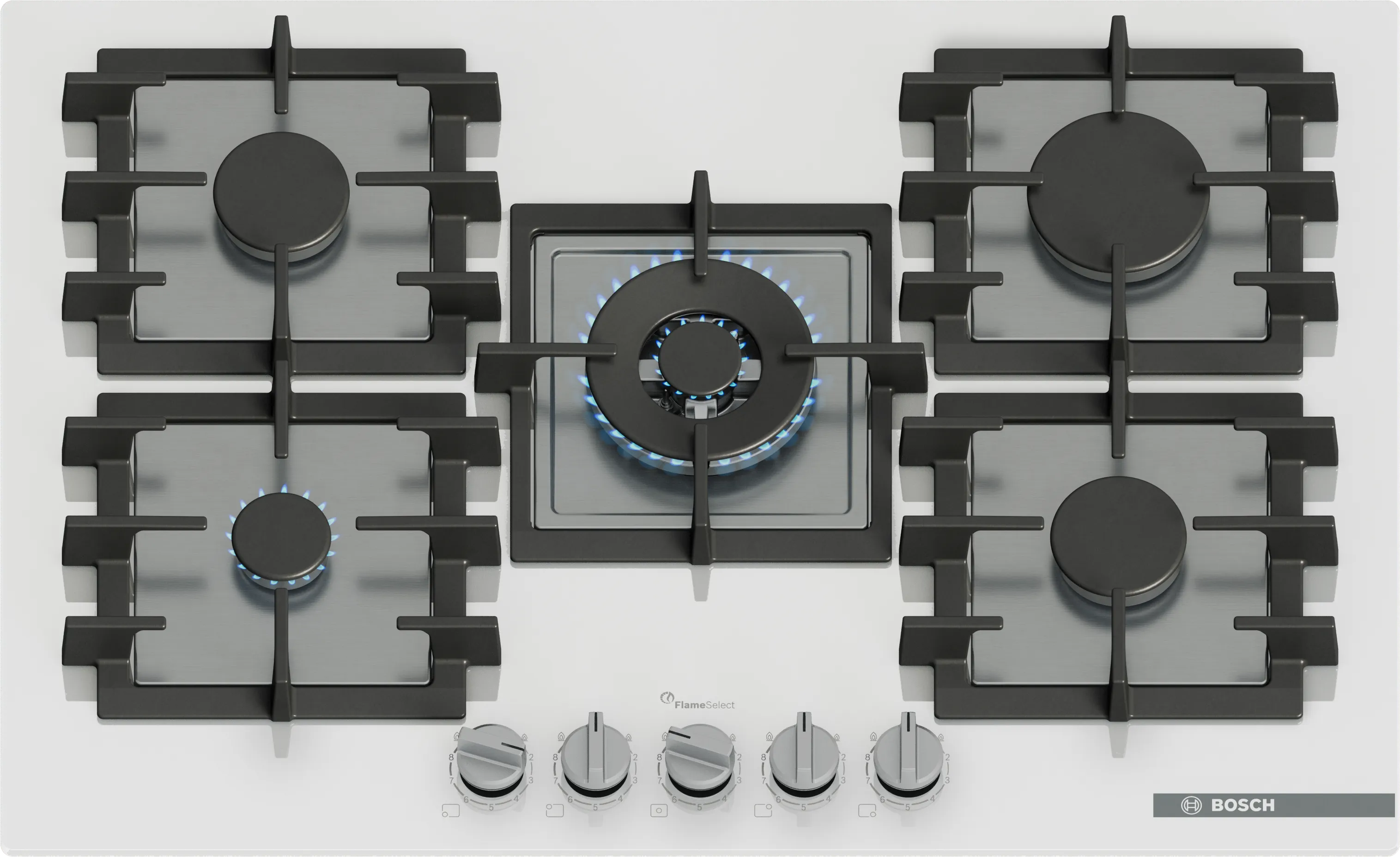 Serie 6 Gazlı Ocak 75 cm Sert cam, Beyaz