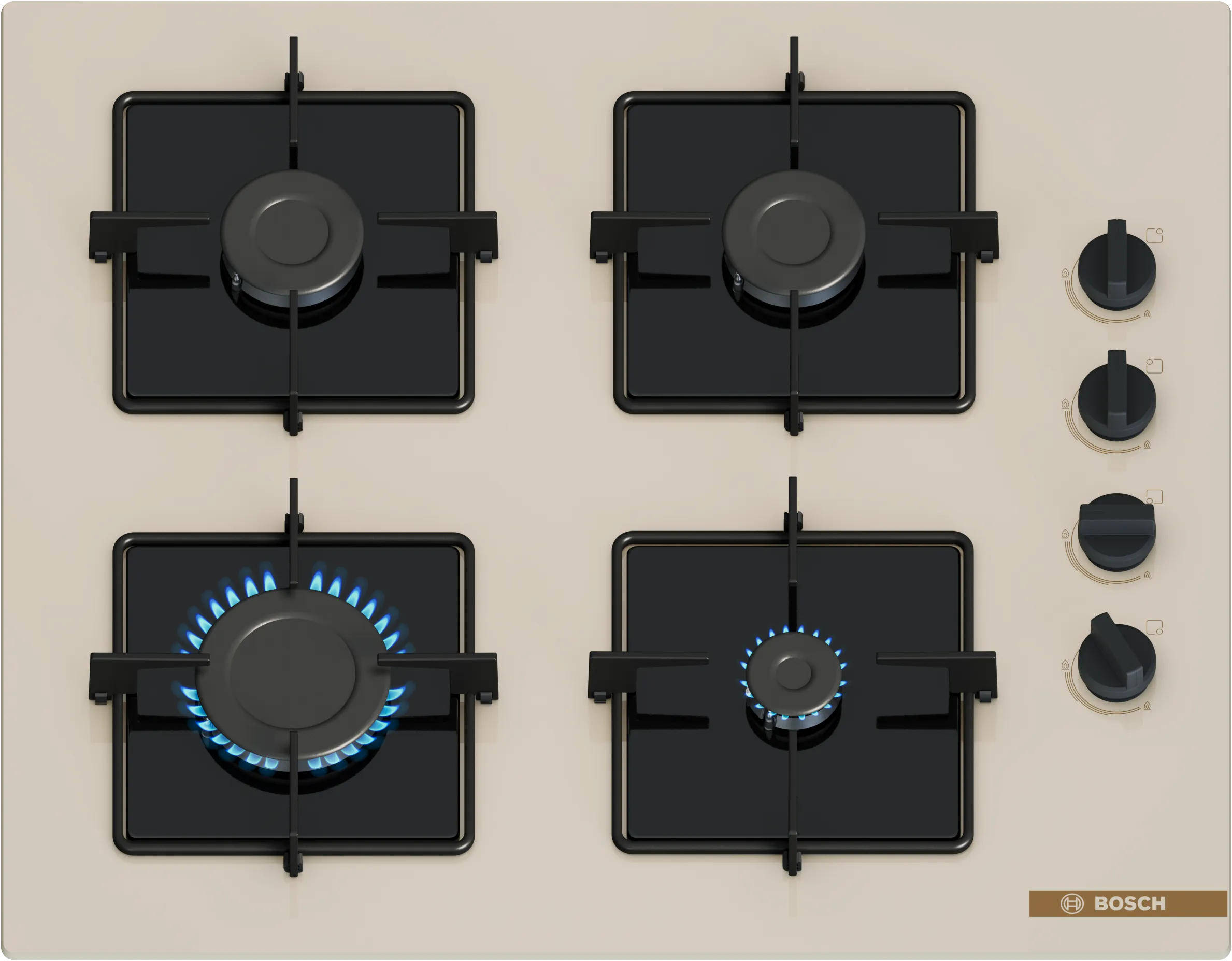 Serie 4 Gazlı Ocak 60 cm NeoKlasik, Sert cam, İnci beyazı