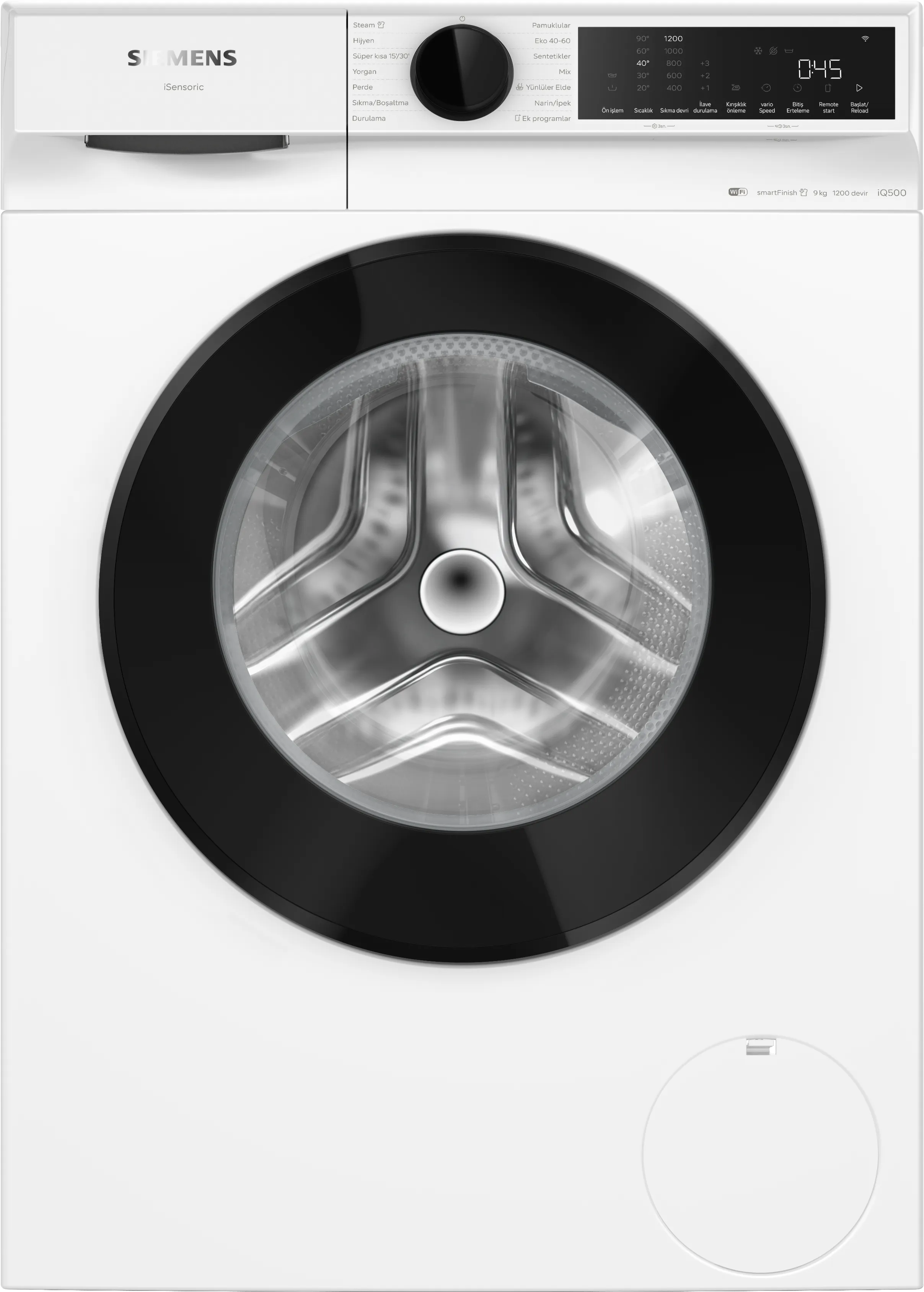 iQ500 Çamaşır Makinesi 9 kg 1200 dev./dak., Beyaz 