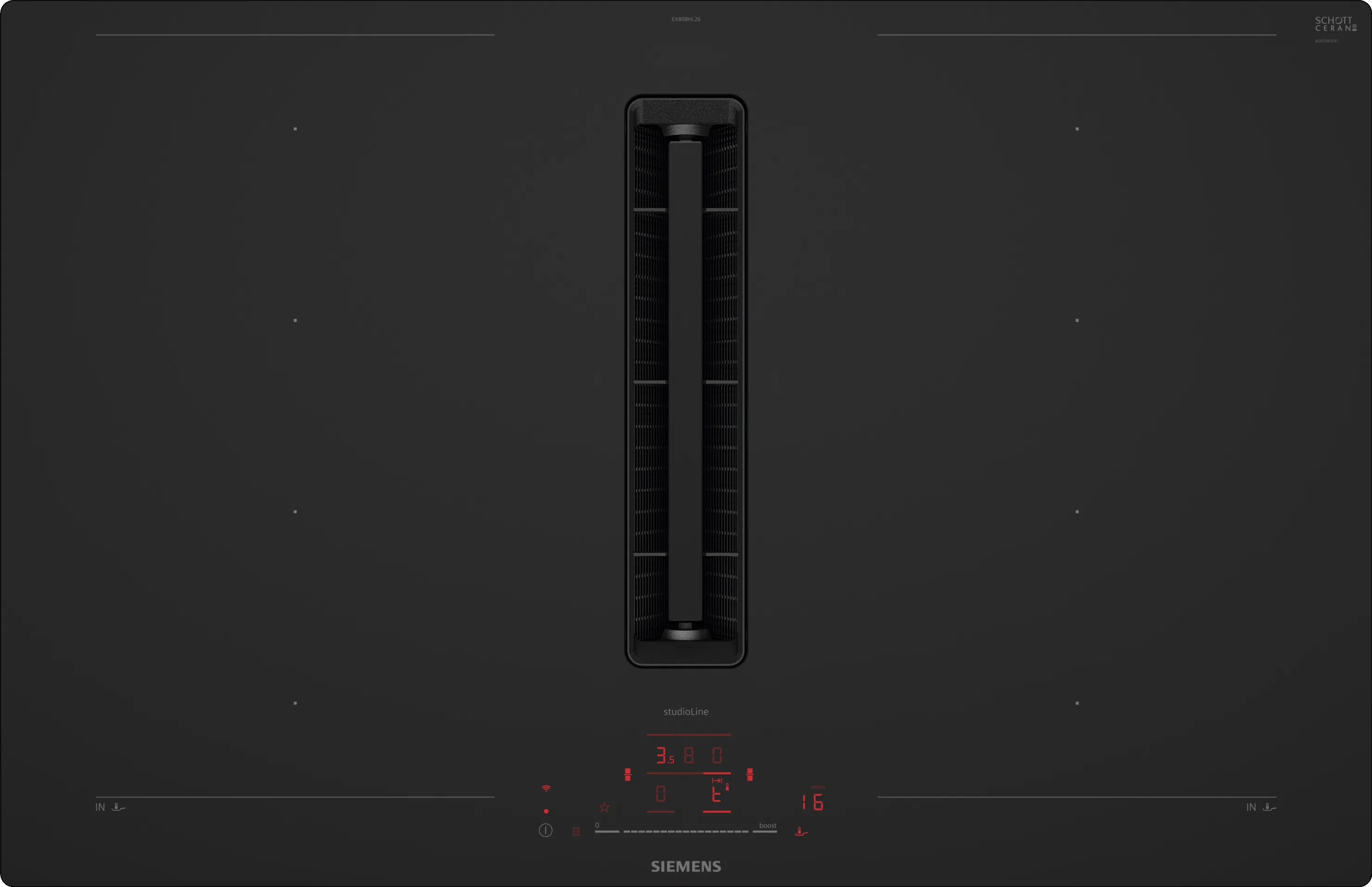 iQ700 Table induction aspirante 80 cm Noir mat, à fleur de plan 