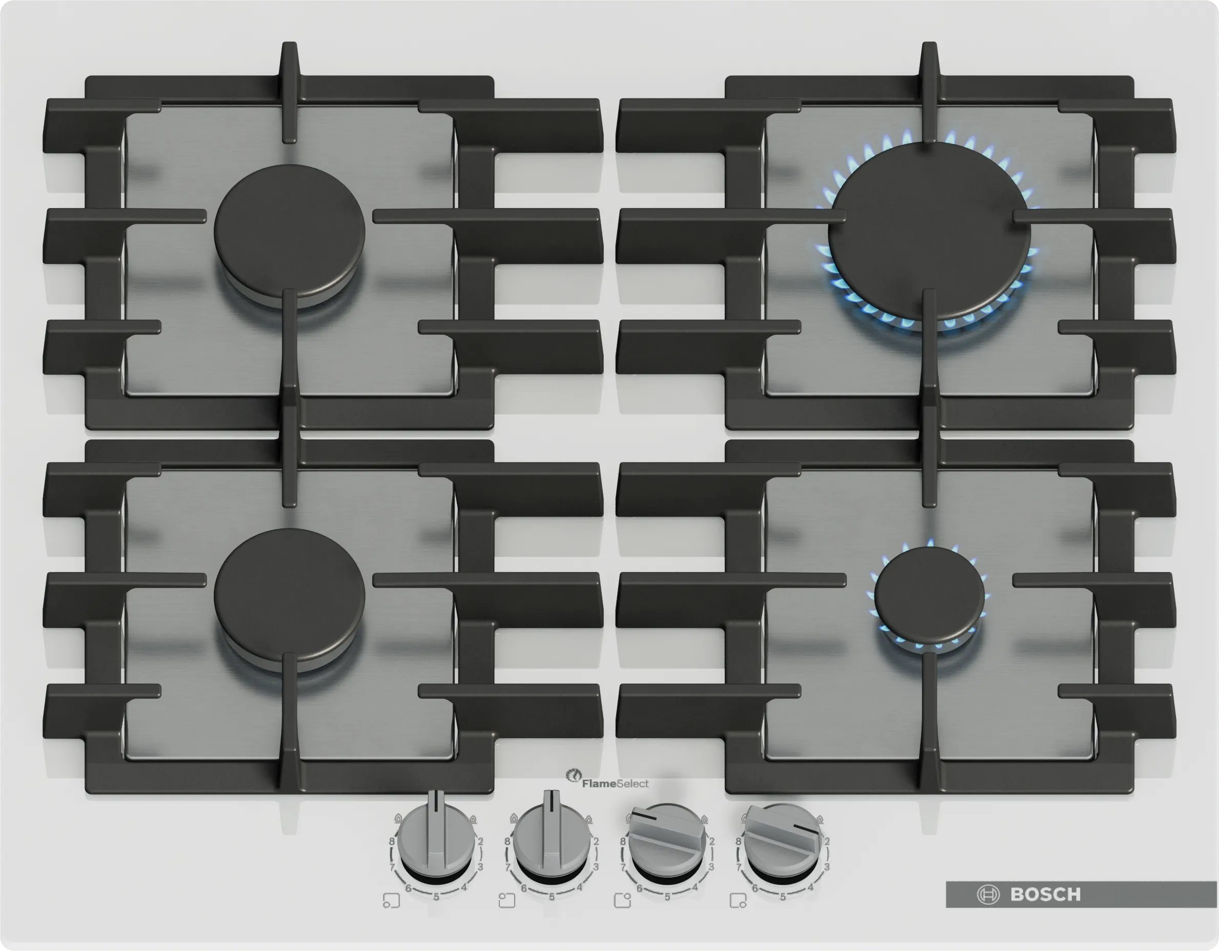 Serie 6 Gazlı Ocak 60 cm Sert cam, Beyaz
