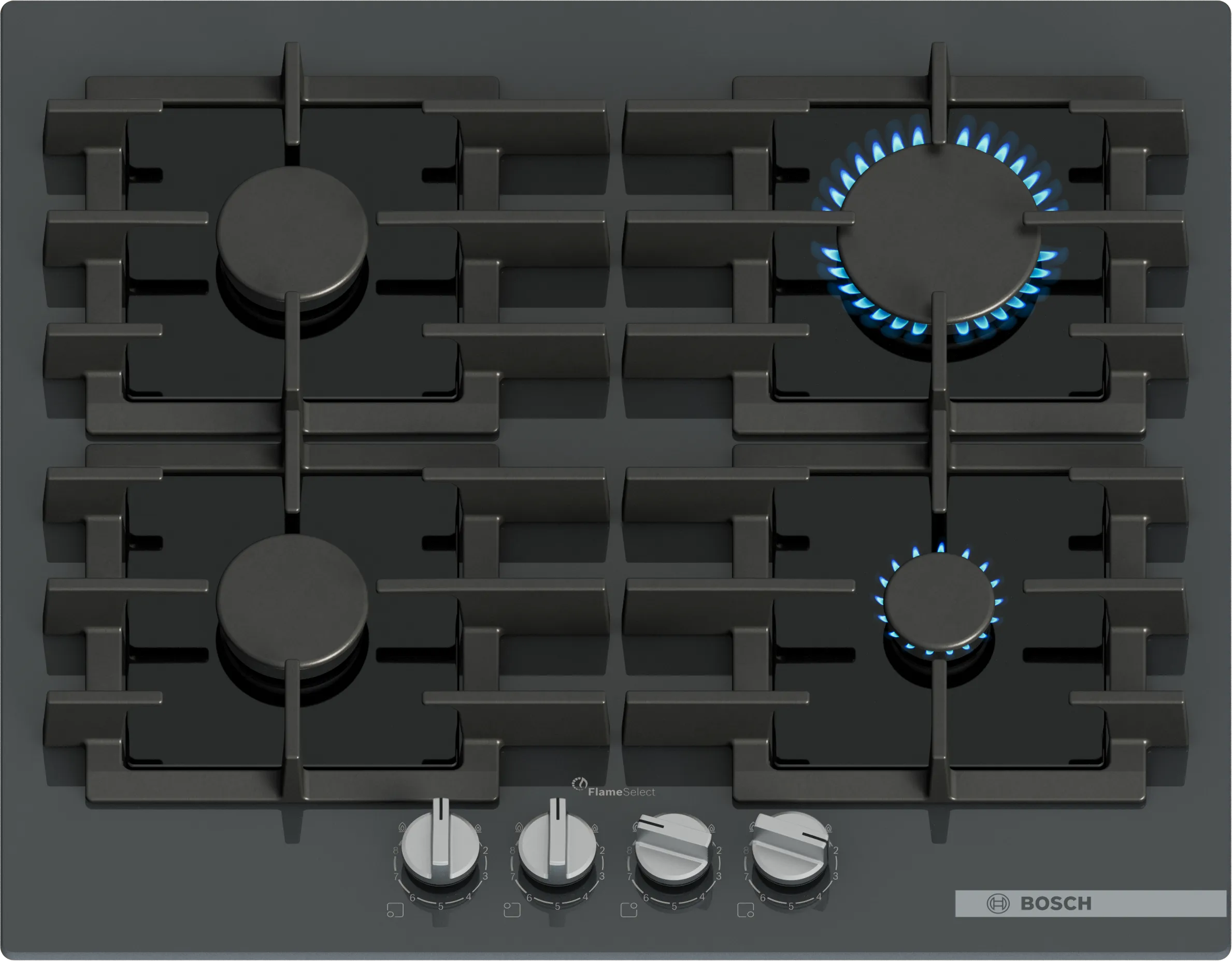 Serie 6 Gazlı Ocak 60 cm Sert cam, Antrasit gri