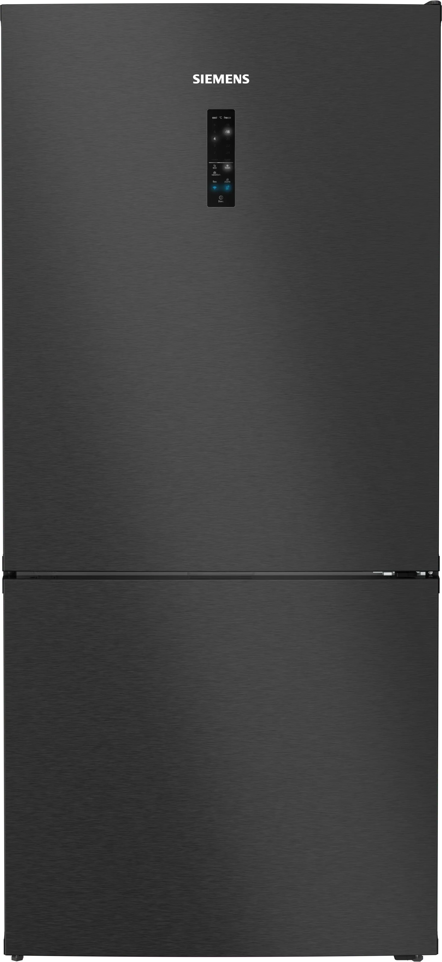 iQ700 free-standing fridge-freezer with freezer at bottom 186 x 86 cm Brushed black steel antiFingerprint, Total noFrost 