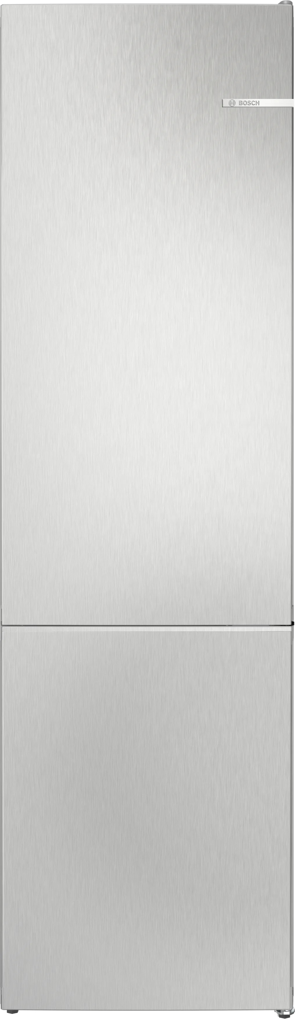 Series 4 free-standing fridge-freezer with freezer at bottom 203 x 60 cm Stainless steel look, Total No Frost