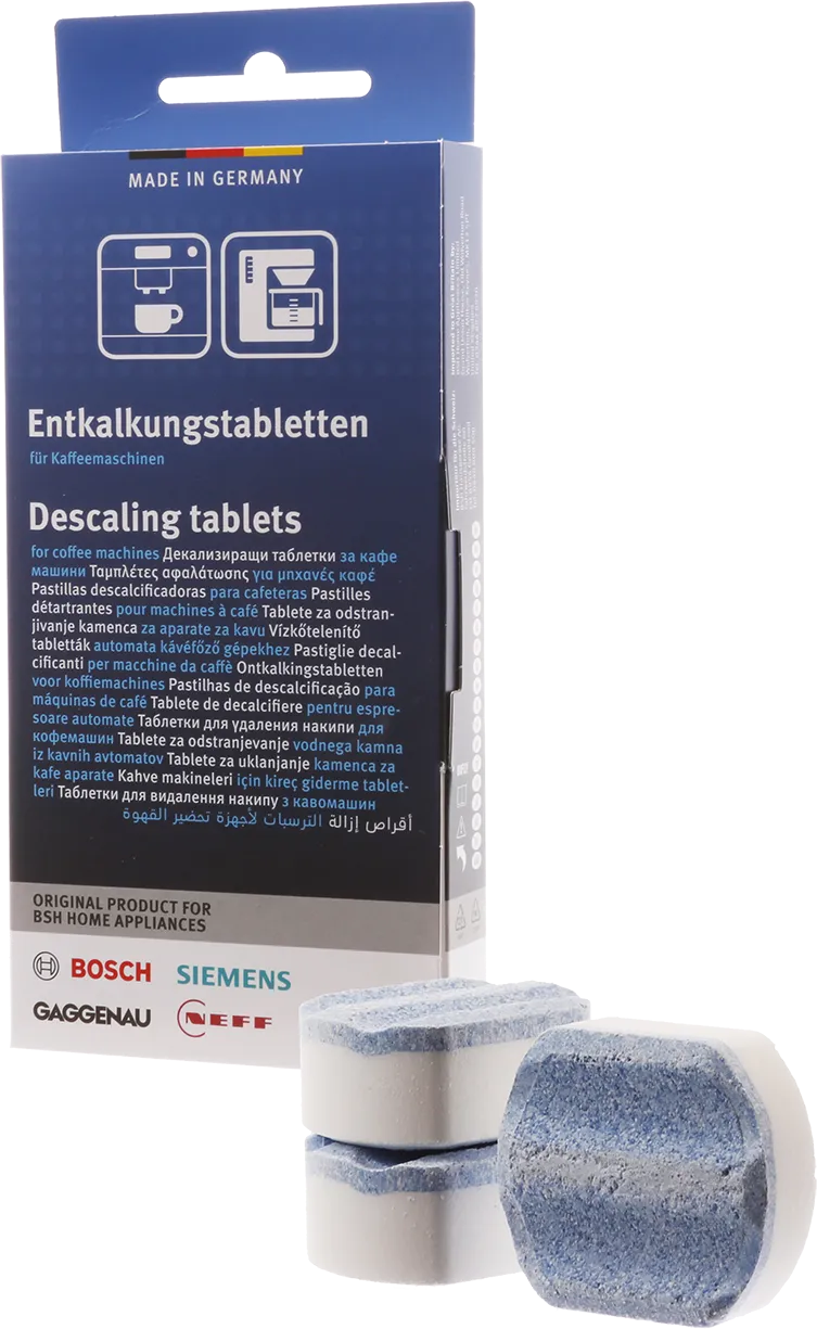 Descaling tablets suitable for coffee machines Region SÜD/WEST (de,en,ar,el,es,fr,he,hu,it,nl,pt,ro,ru,sl,tr,ukr) 